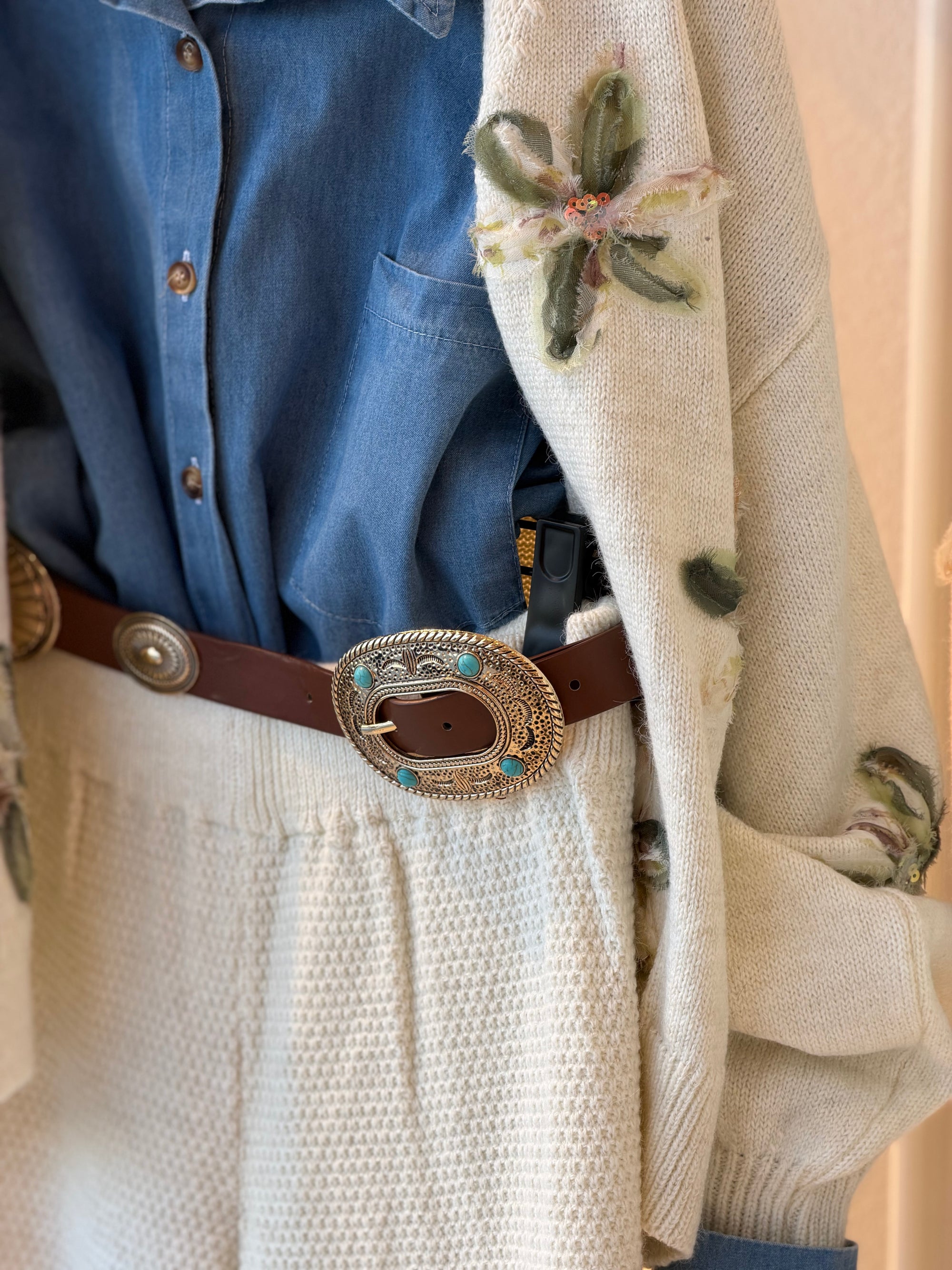 Floral Cardigan ( off white )