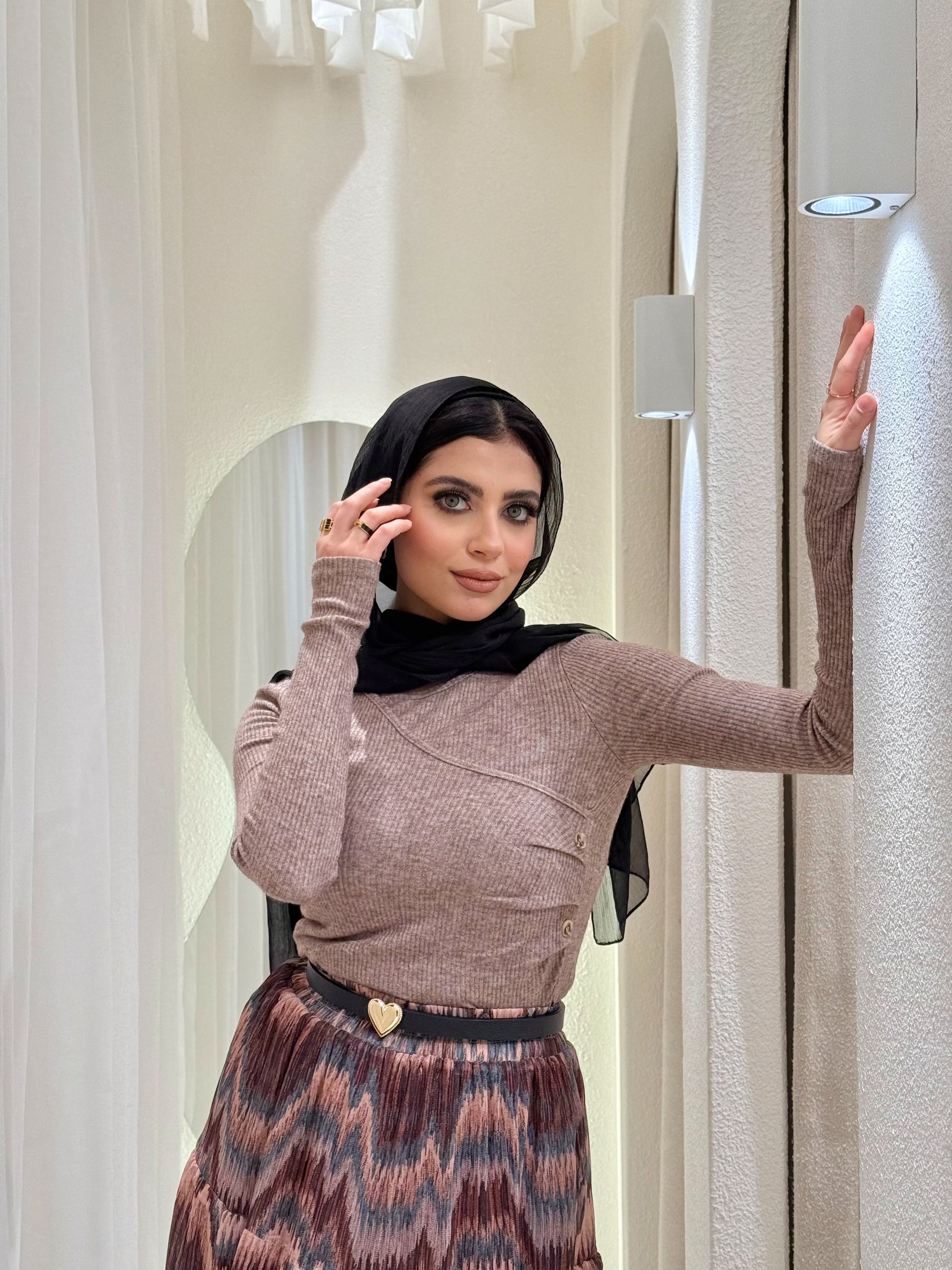 Button-Detail Ribbed Top