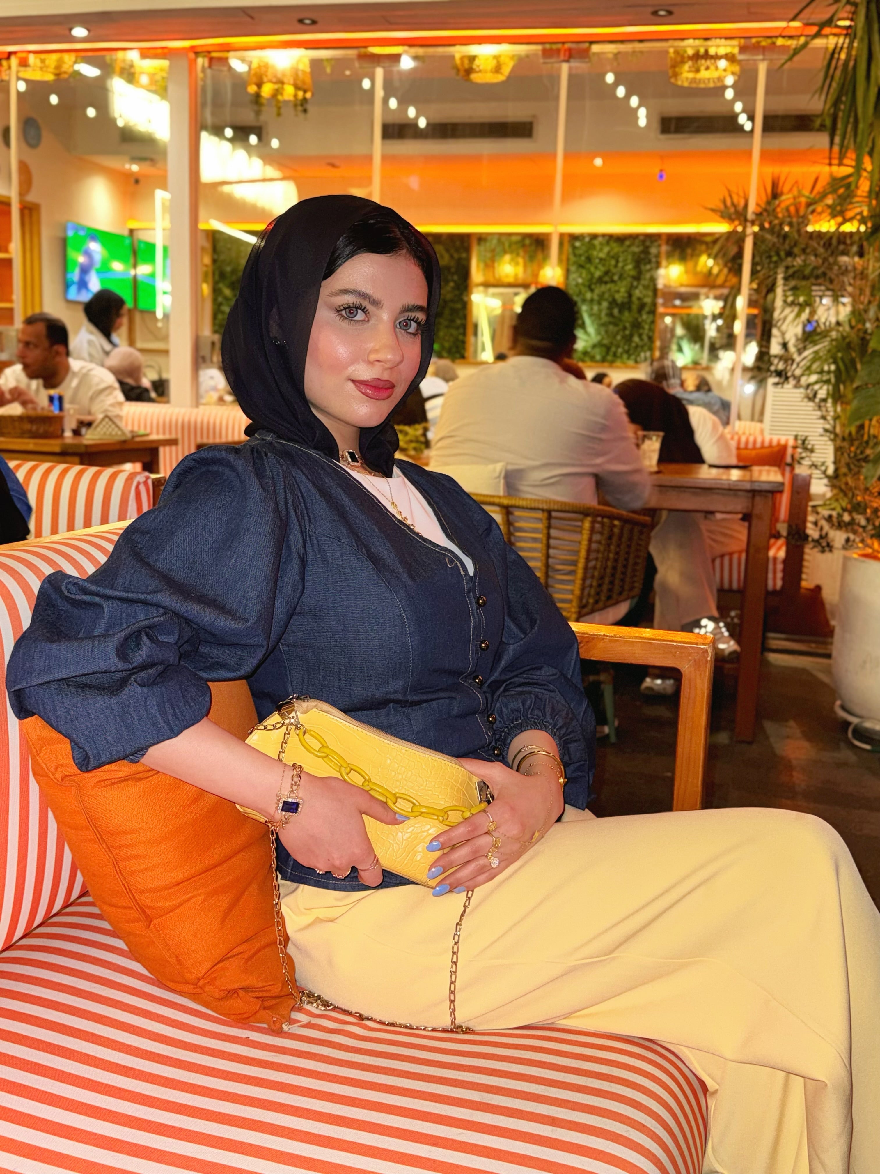 Puff-Sleeve Denim Blouse