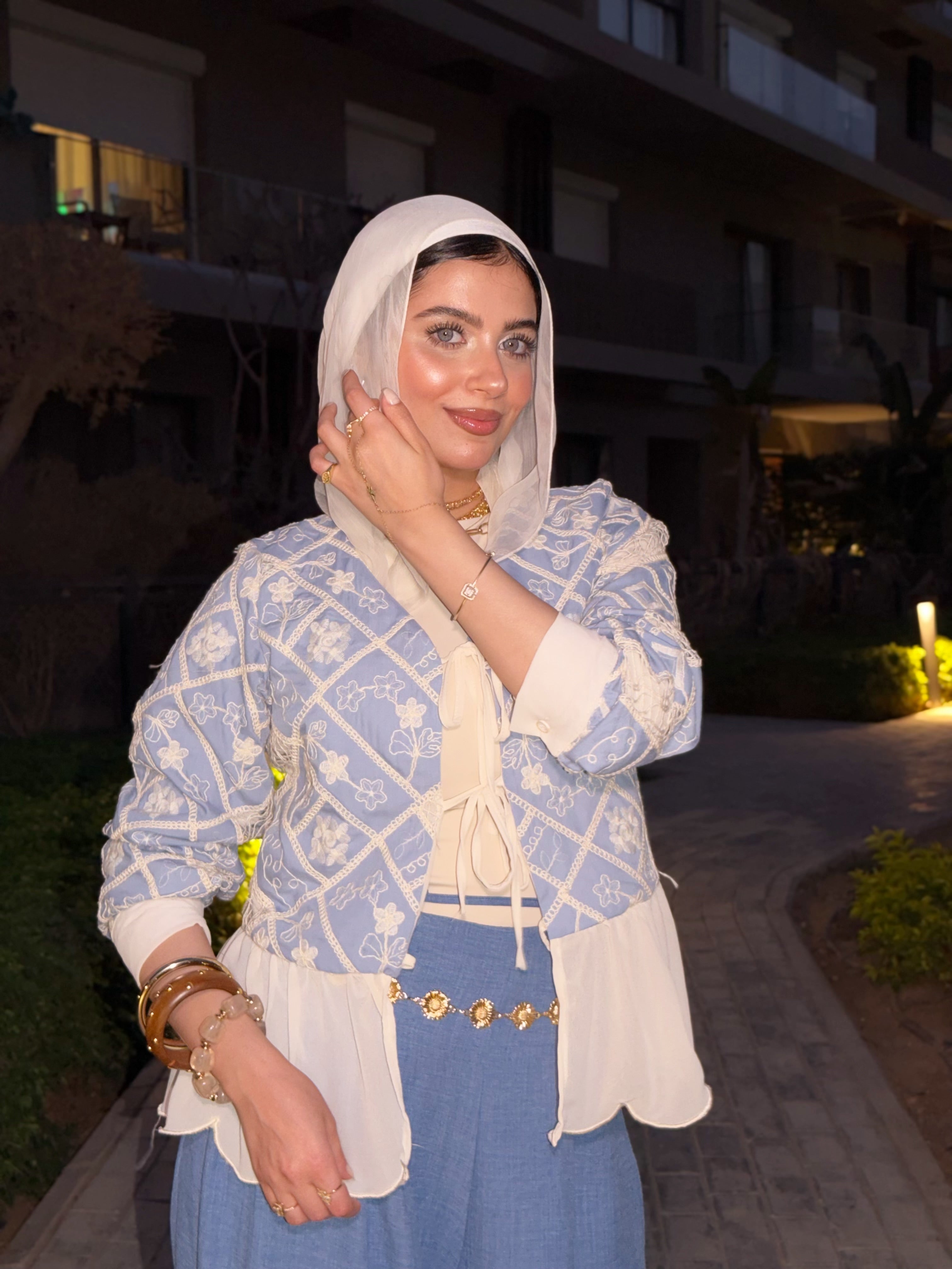 Embellished cardi-blouse (Baby blue)