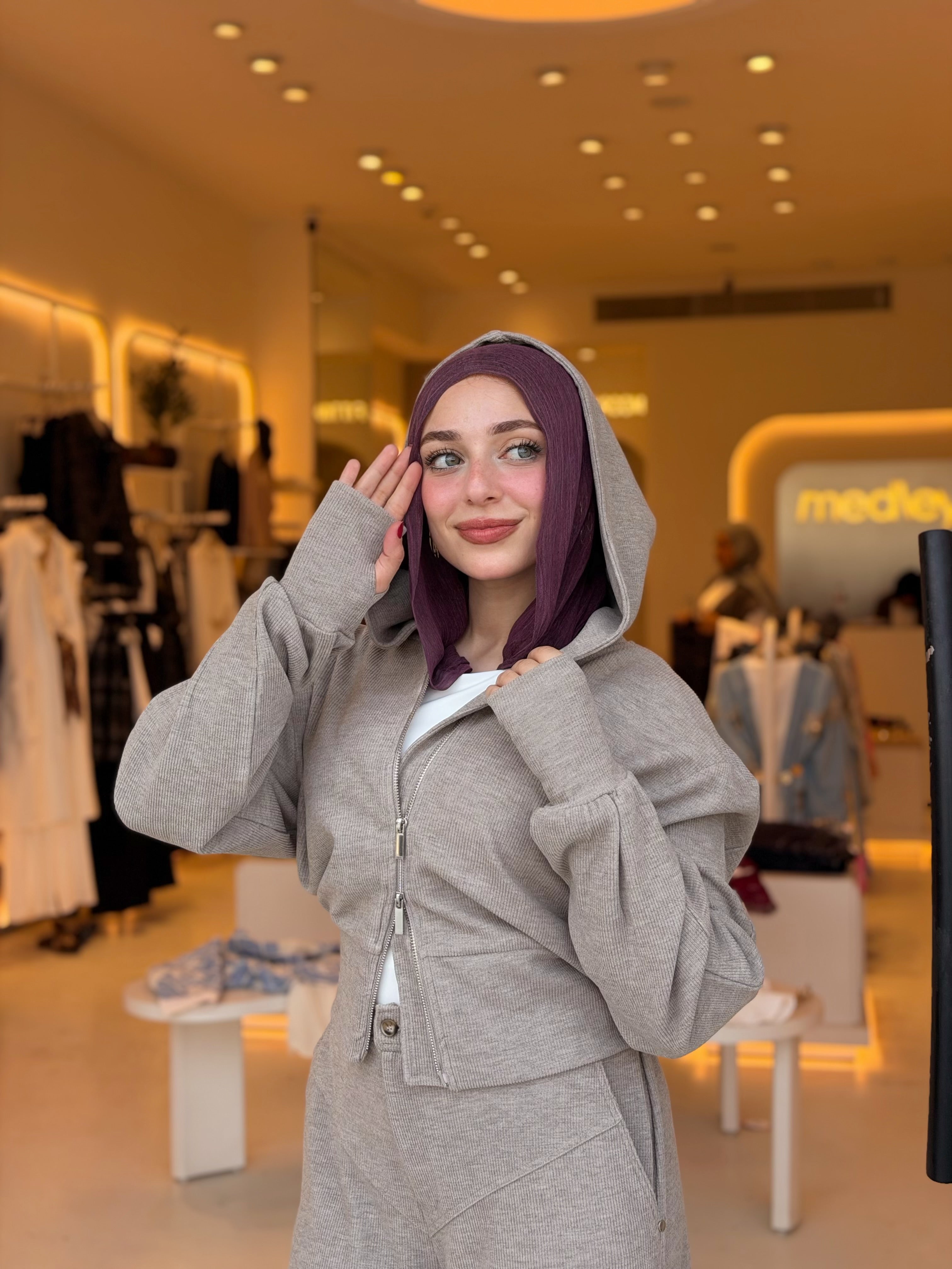 Cropped Hood Jacket ( Griege )