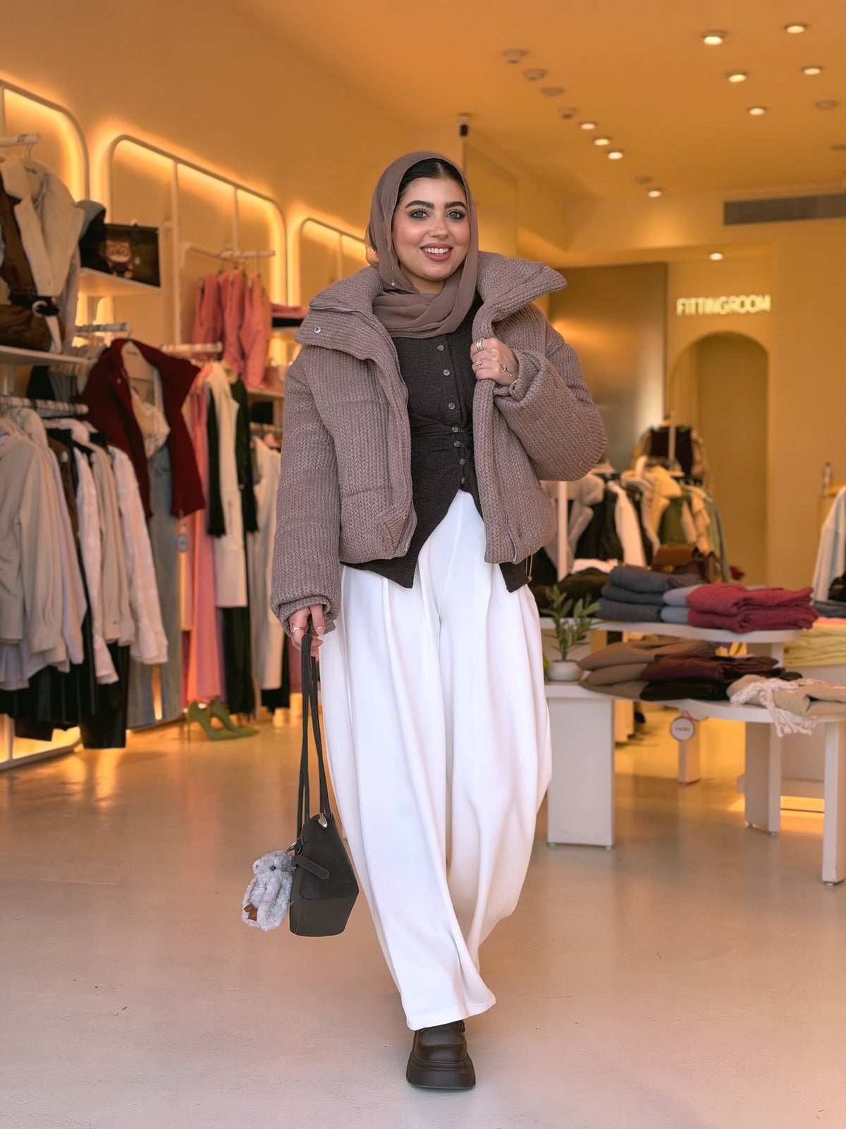 Cloud Puffer Jacket in mocha nude by Medley Fashion, photo 3