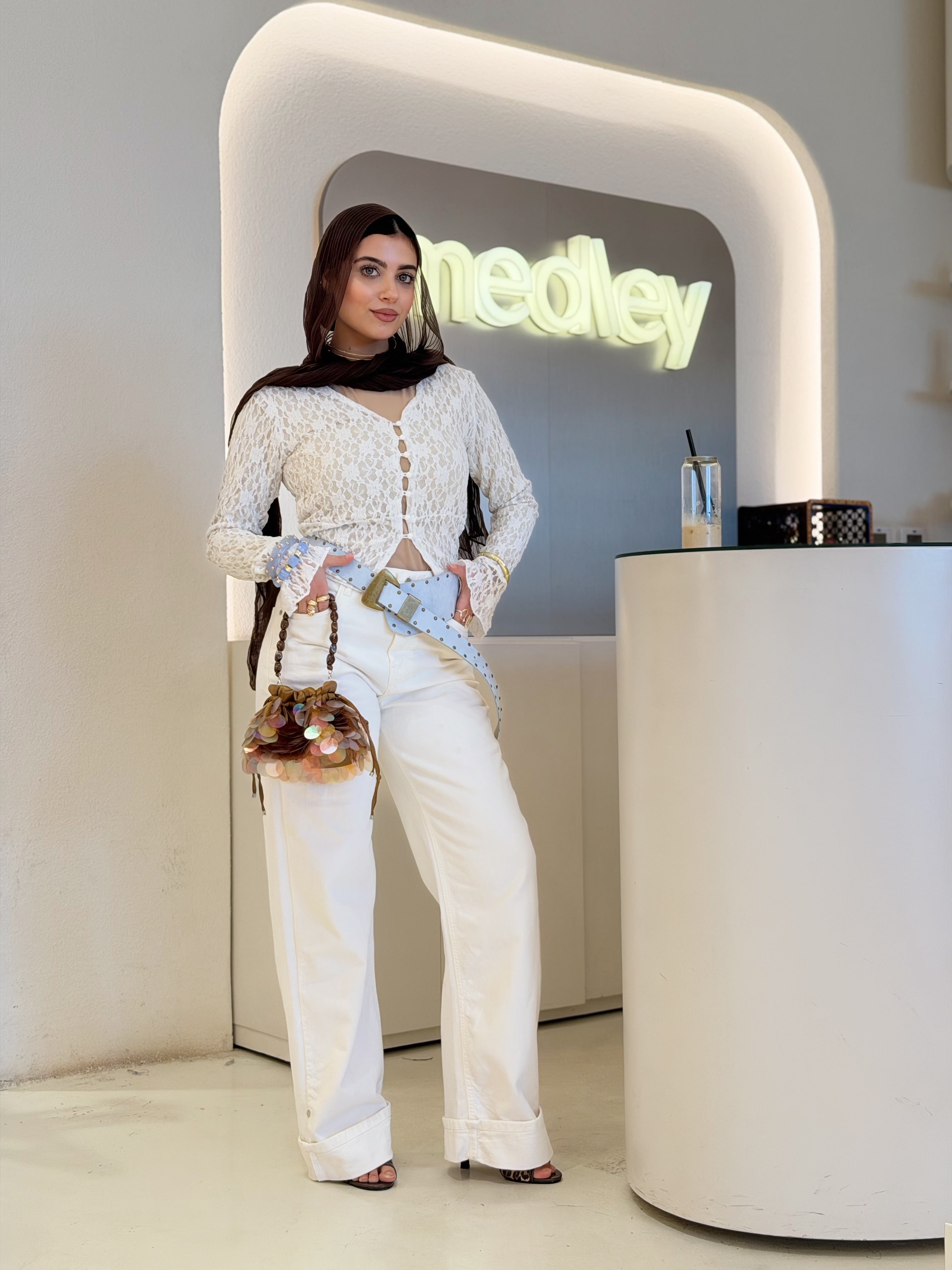 Gabardine relaxed fit pants (white)