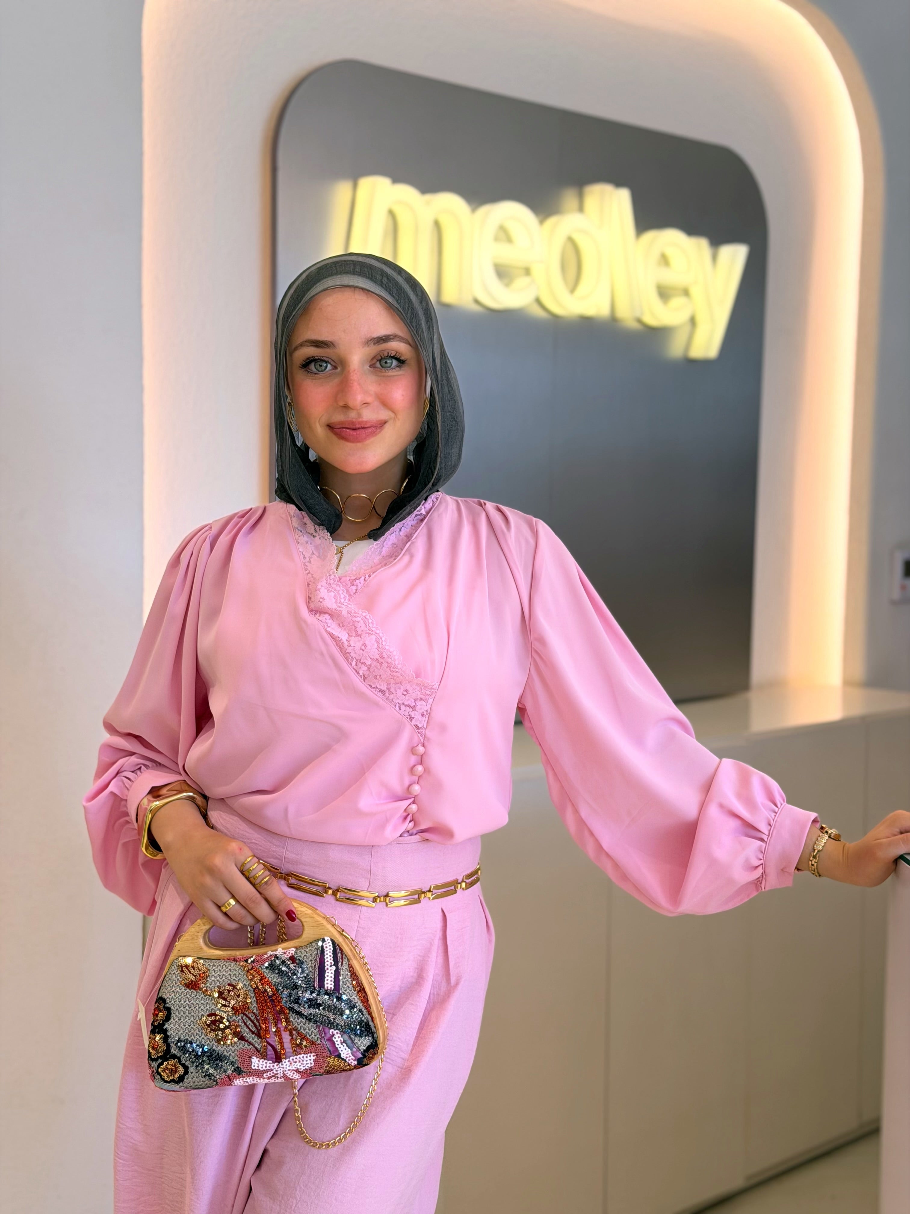 Whisper Lace Blouse (Pink)