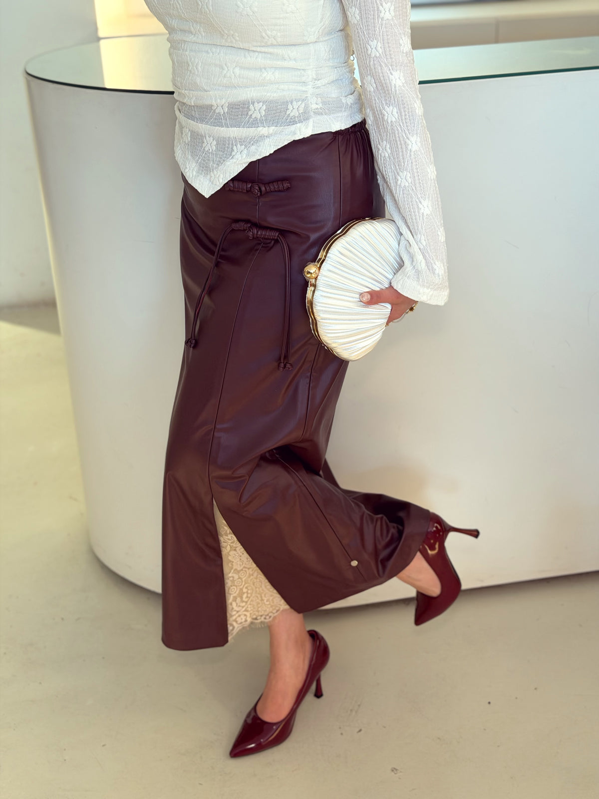 Chinese Lace Skirt(Burgundy)