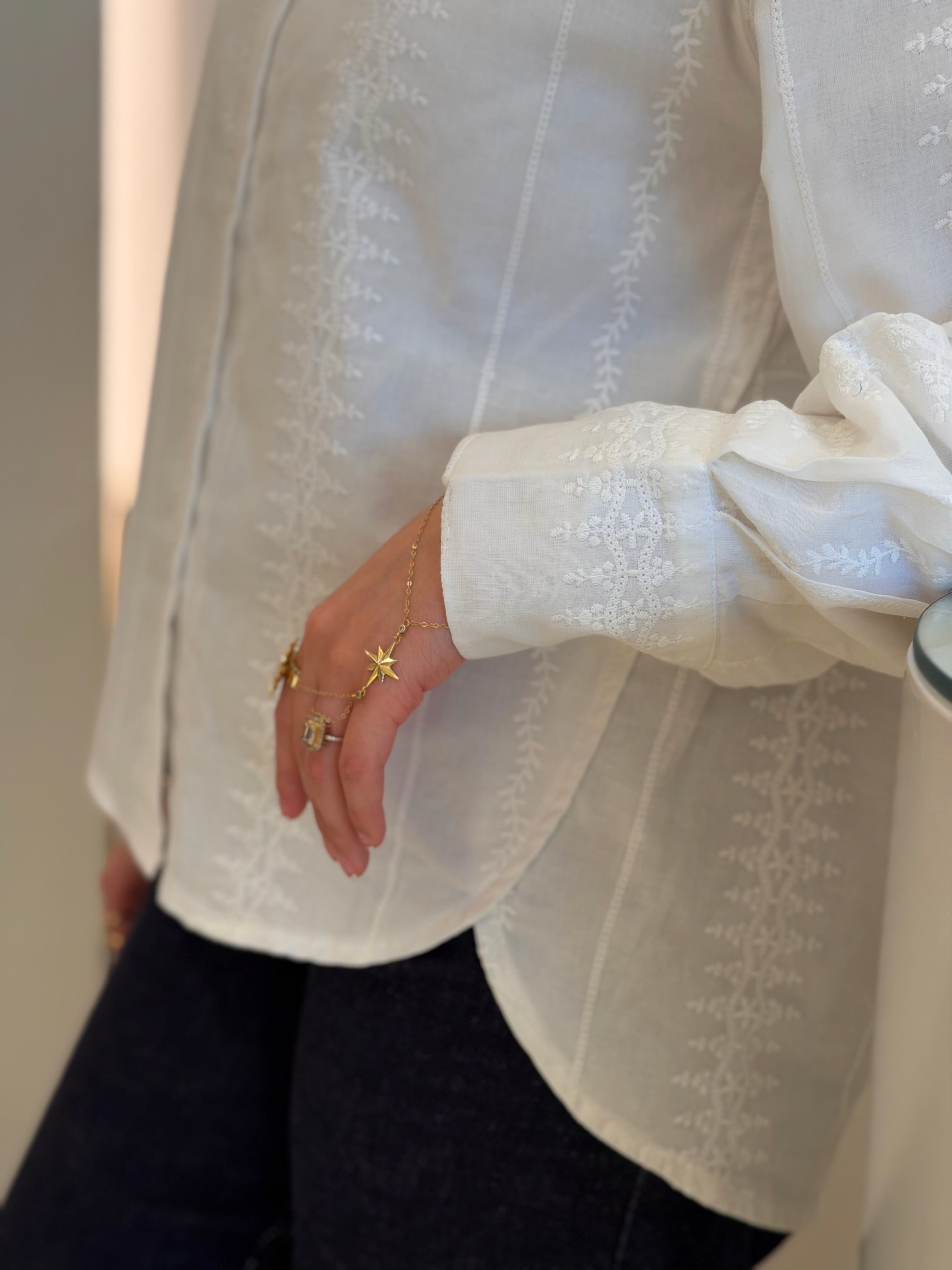 Linen Embroidered white shirt