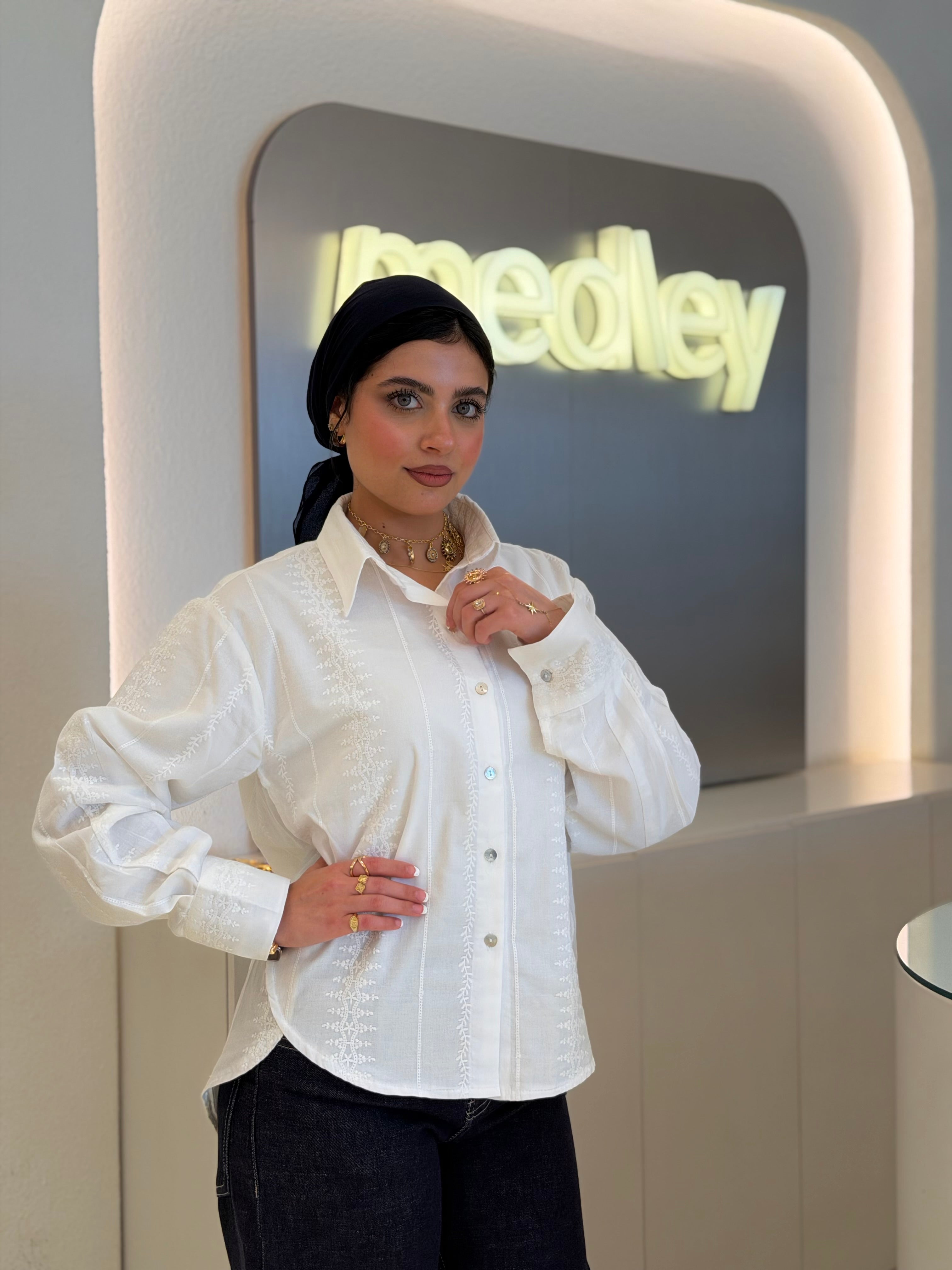 Linen Embroidered white shirt