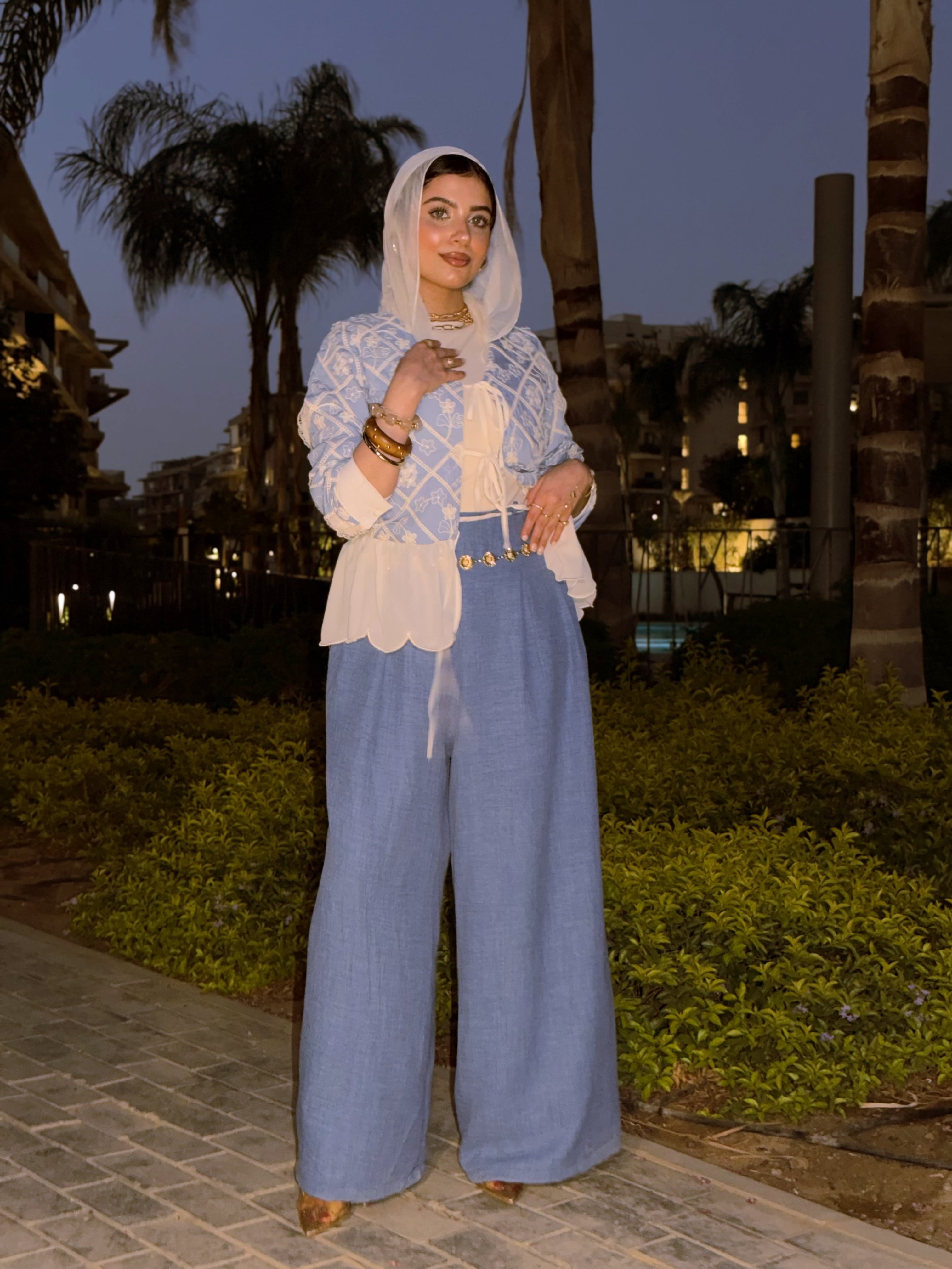 Embellished cardi-blouse (Baby blue)