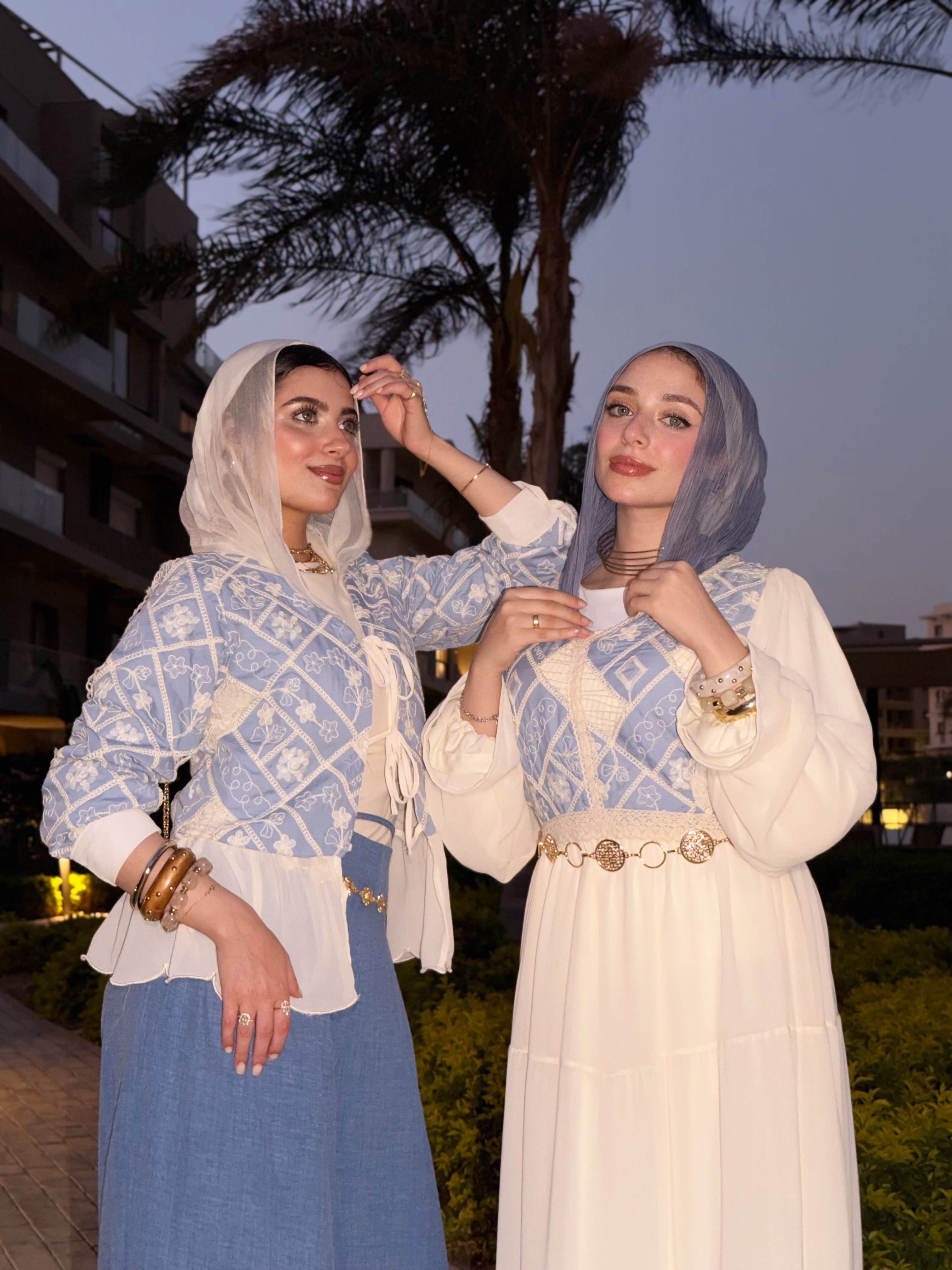 Embellished cardi-blouse (Baby blue)
