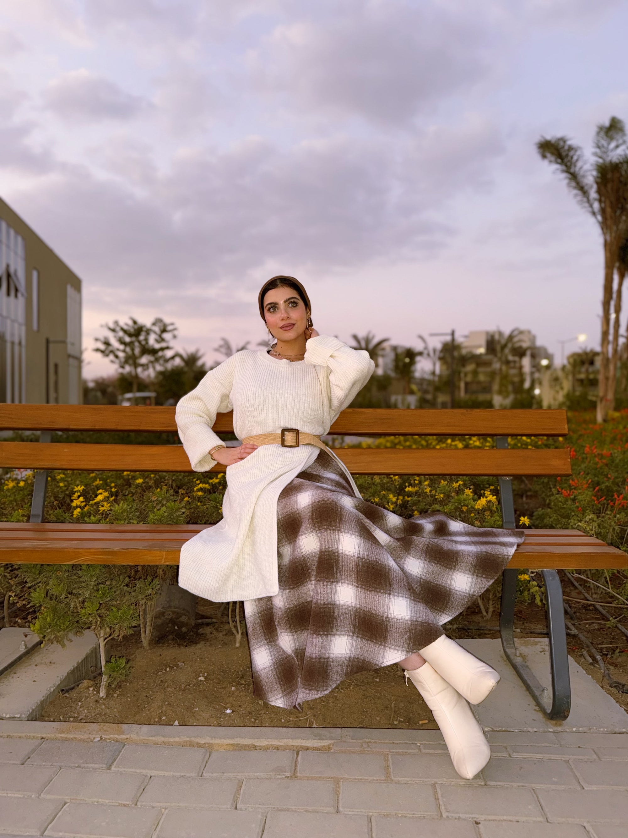 Hazel Check Wool Skirt