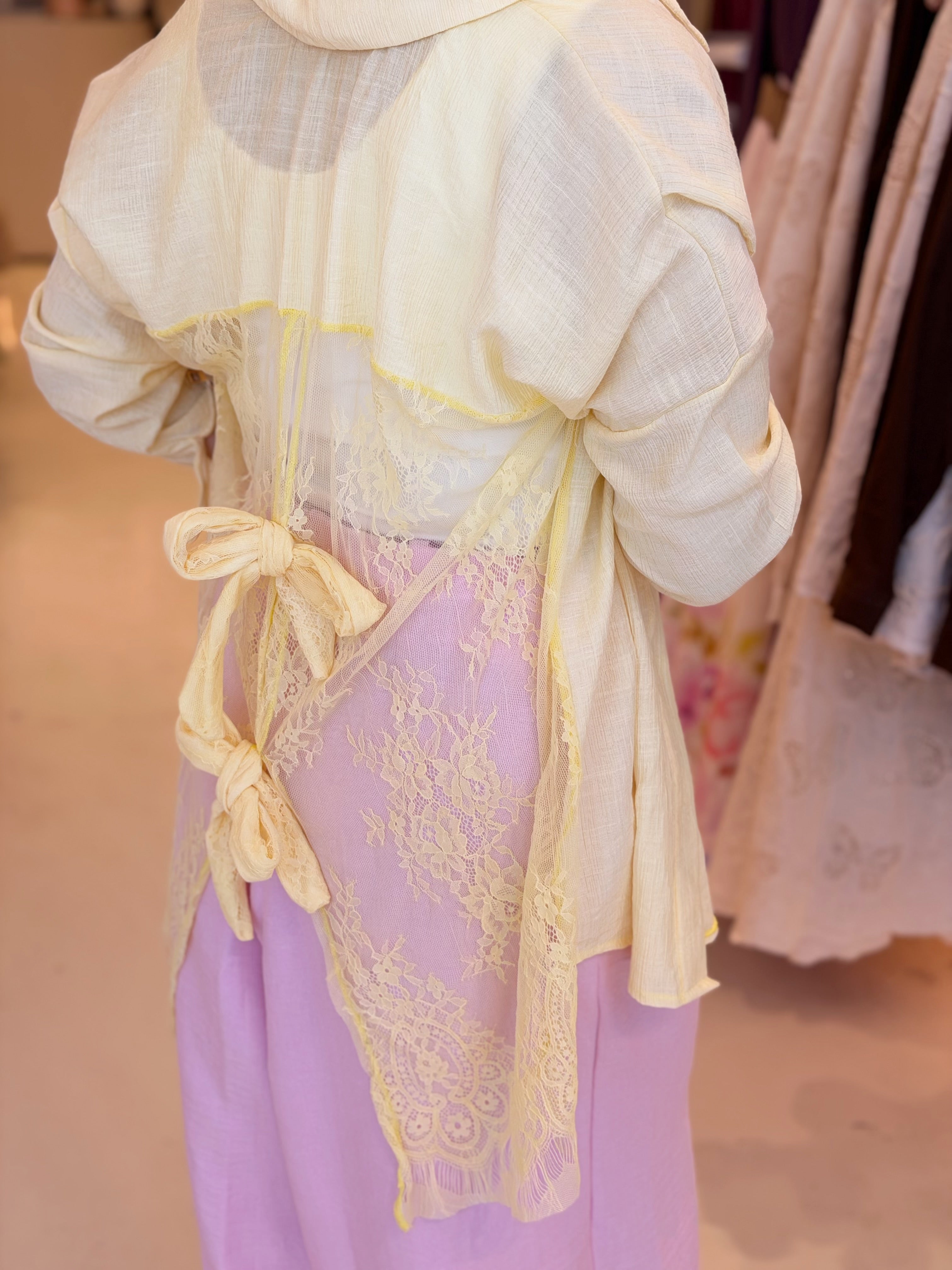 Lace Bow Blouse (Yellow)