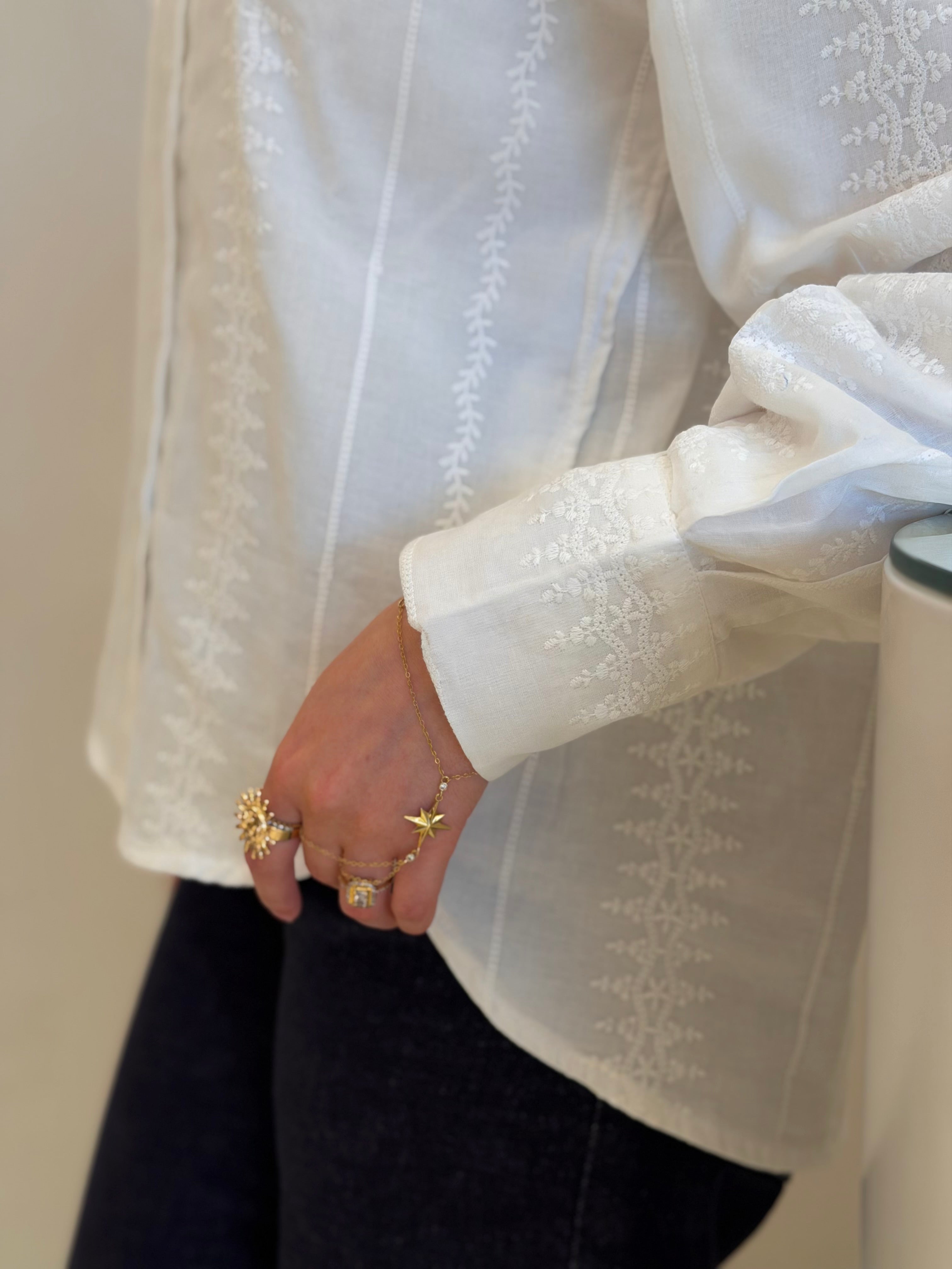 Linen Embroidered white shirt