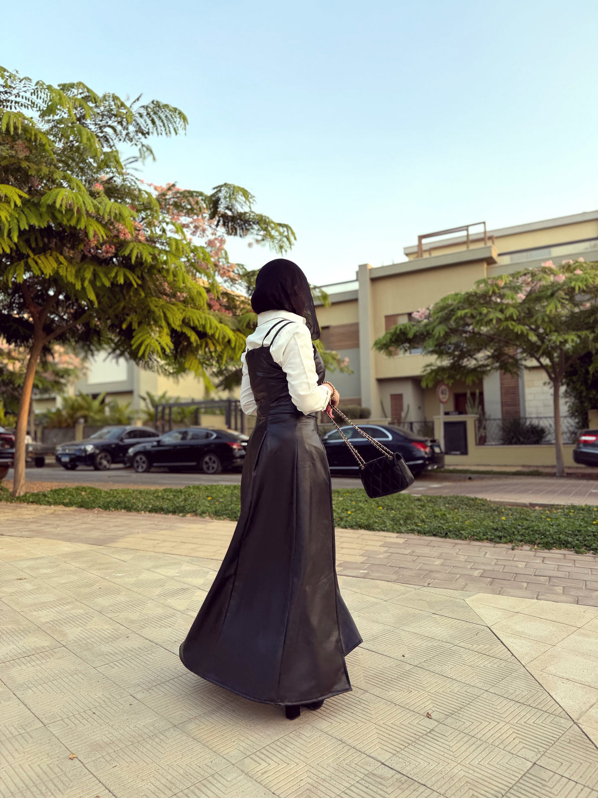 Black Leather Midi Dress