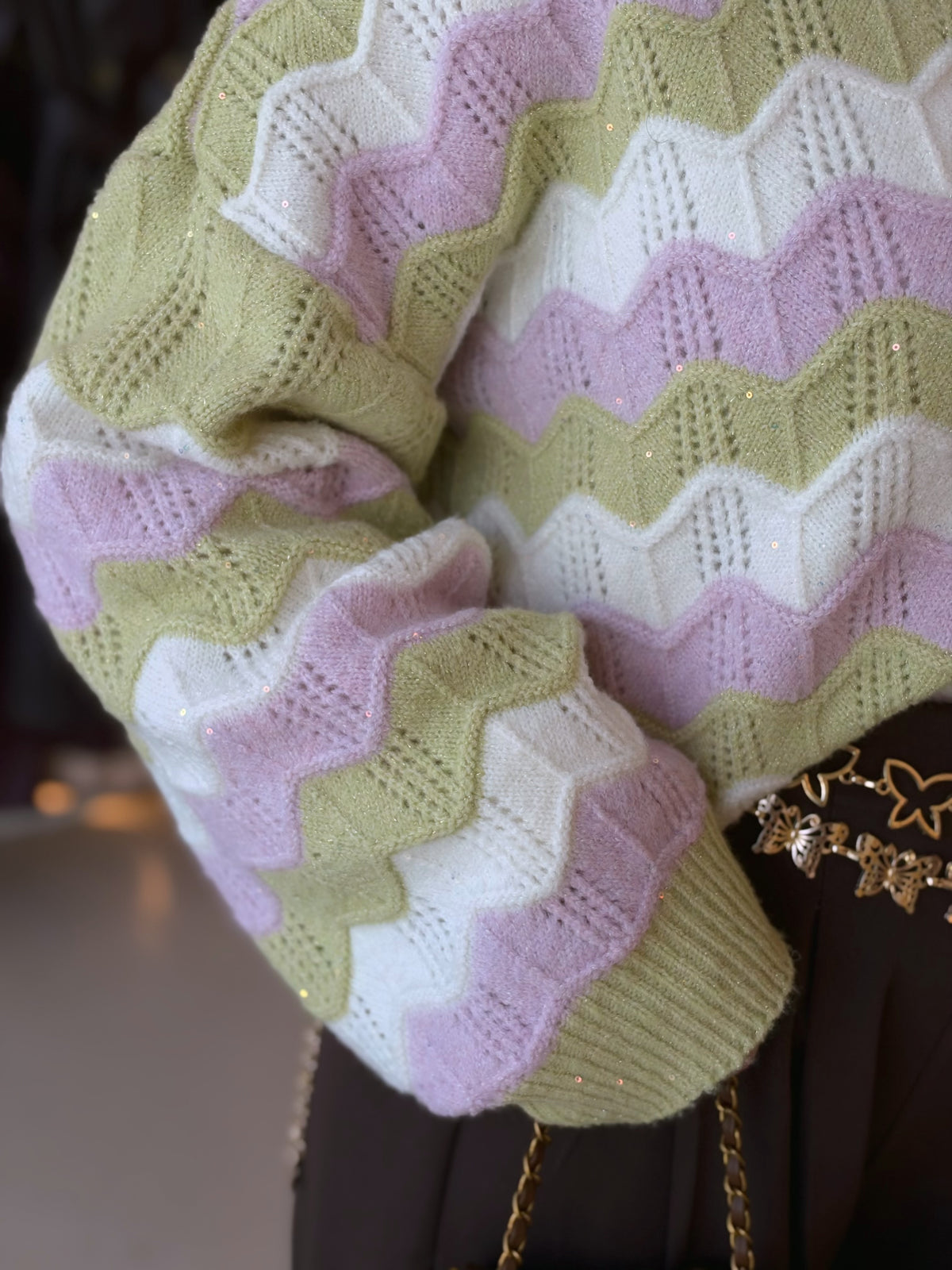 Sugar Rush Mohair Cardigan in Pistachio Lilac by Medley Fashion, photo 3