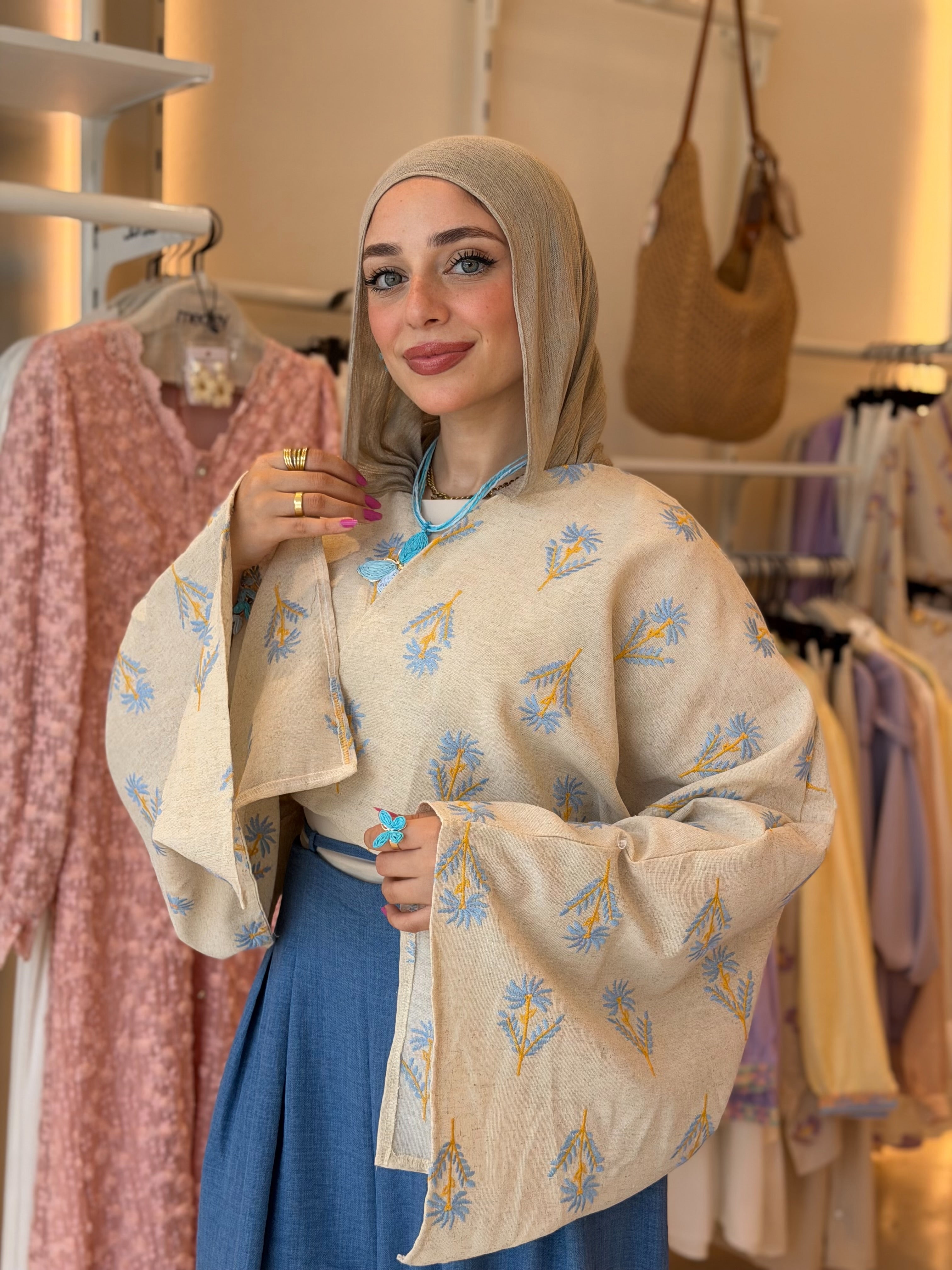 Linen Palm Cardigan (Bb blue)