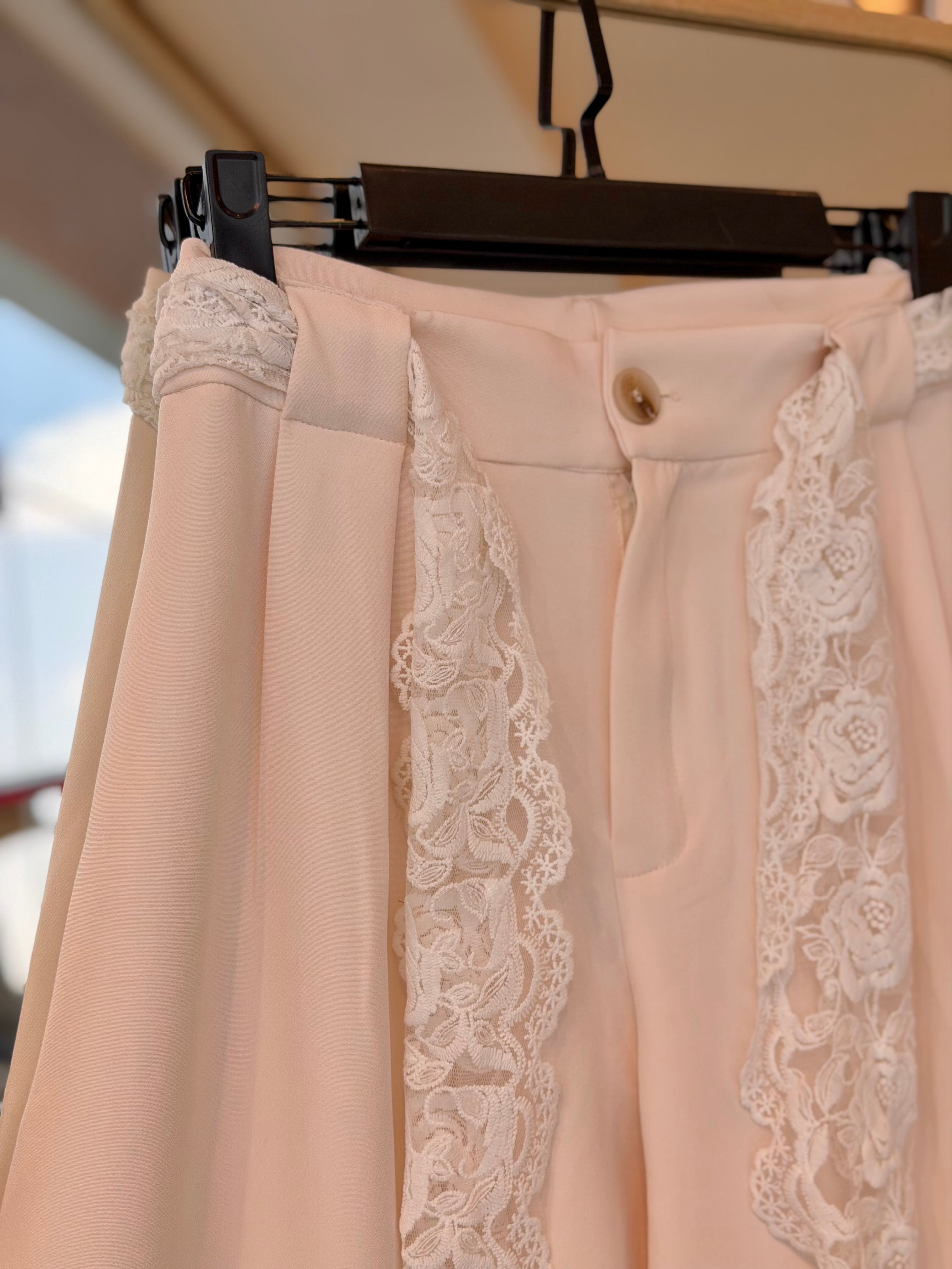 Elegant Pant With Lace Touch (Light Beige)
