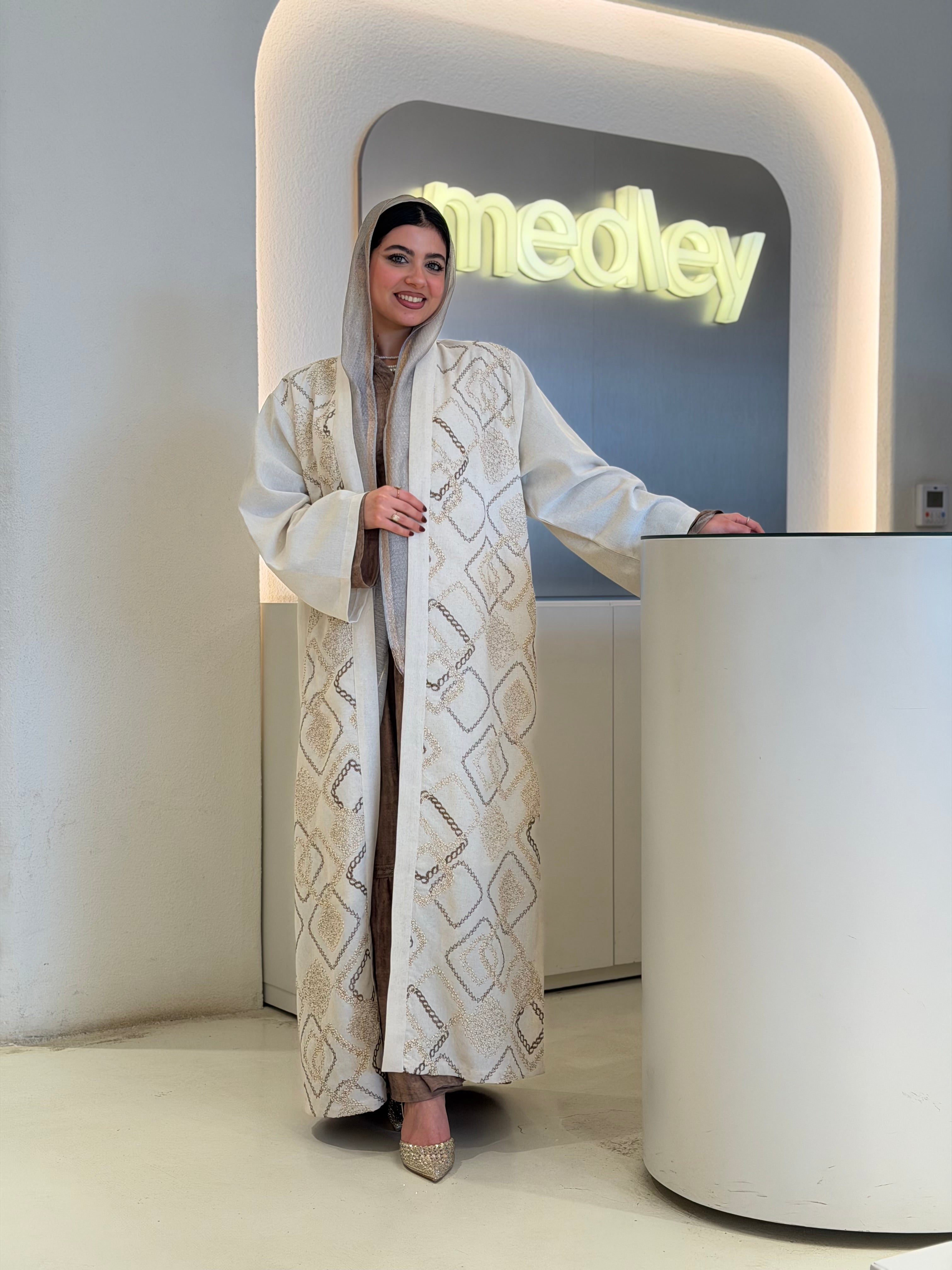 Elegant Embroidered Long Cardigan