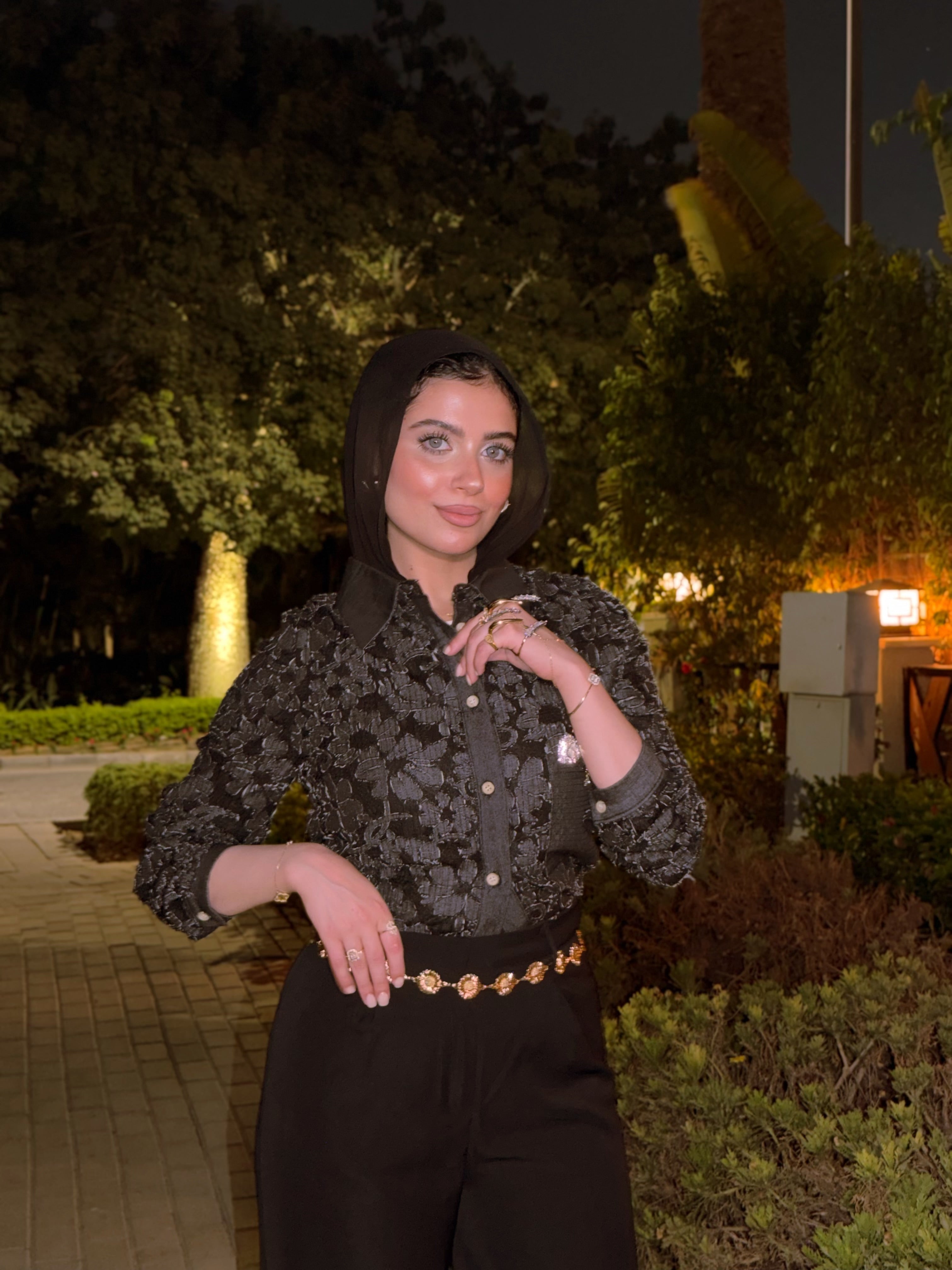 Bloom Stitches Blouse ( Black )