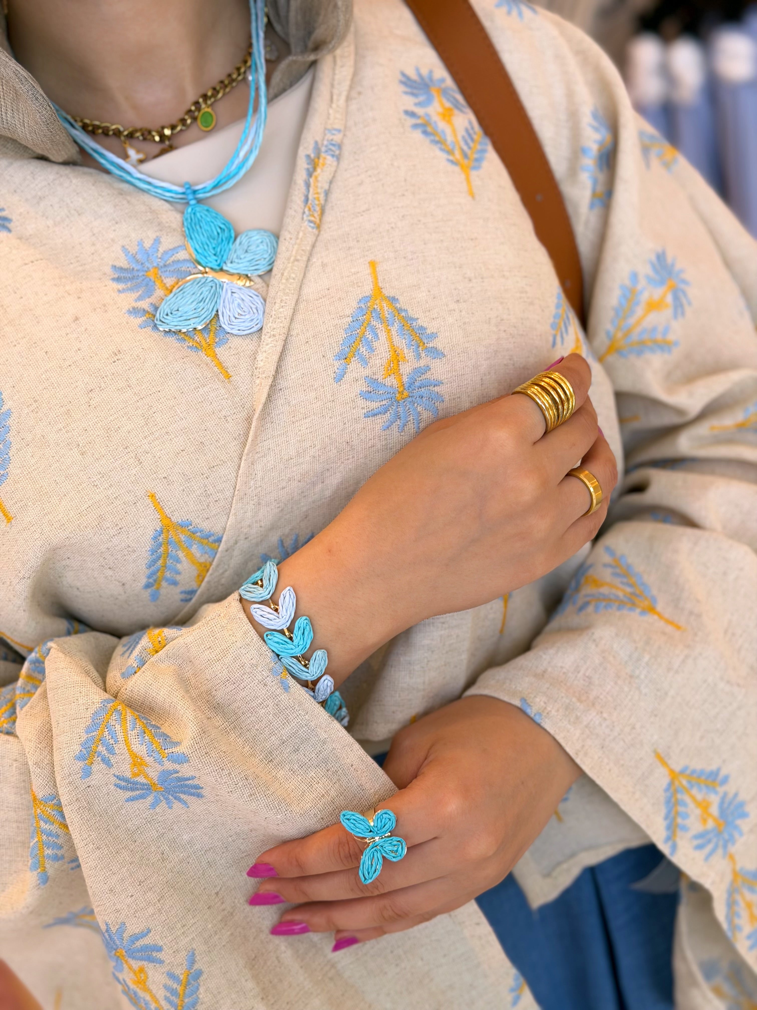 Linen Palm Cardigan (Bb blue)