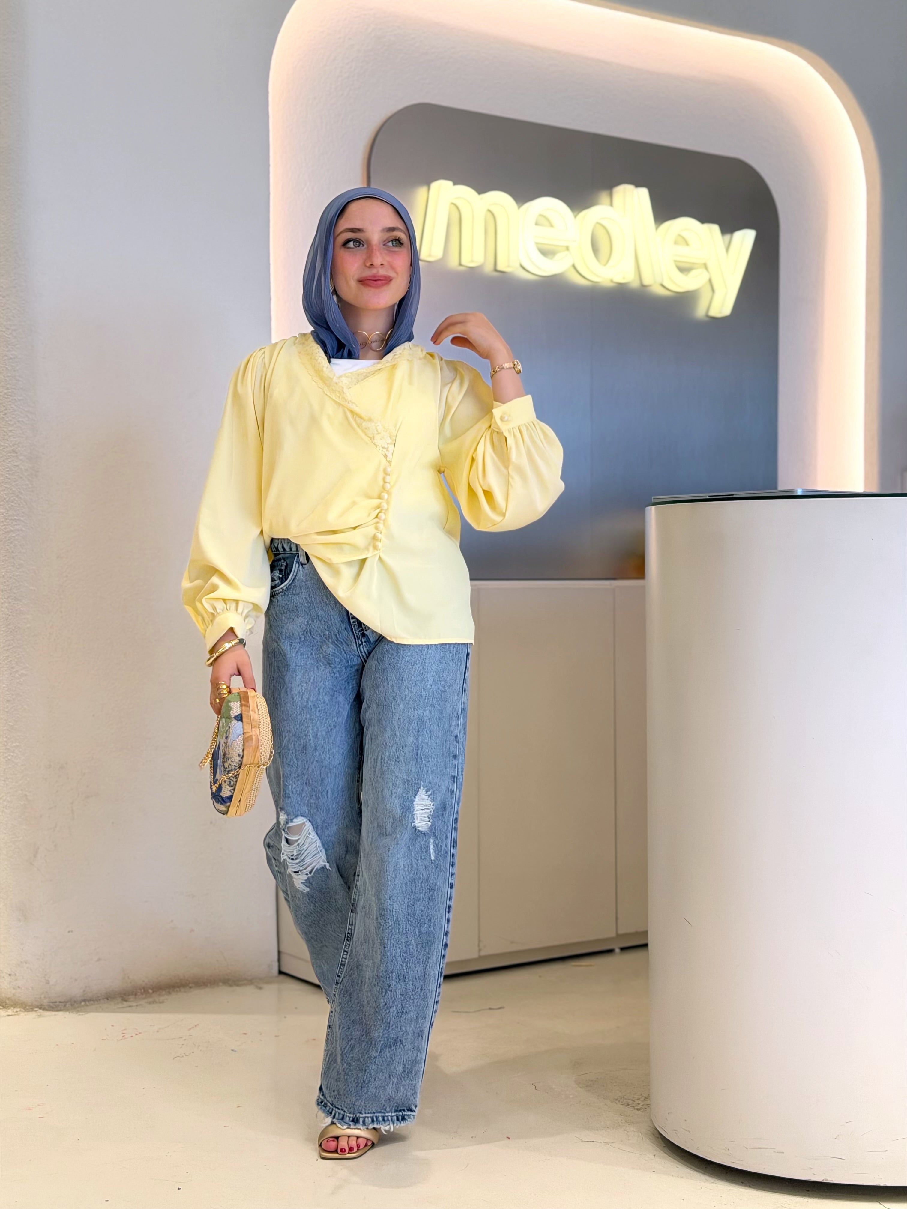 Whisper Lace Blouse (Yellow)