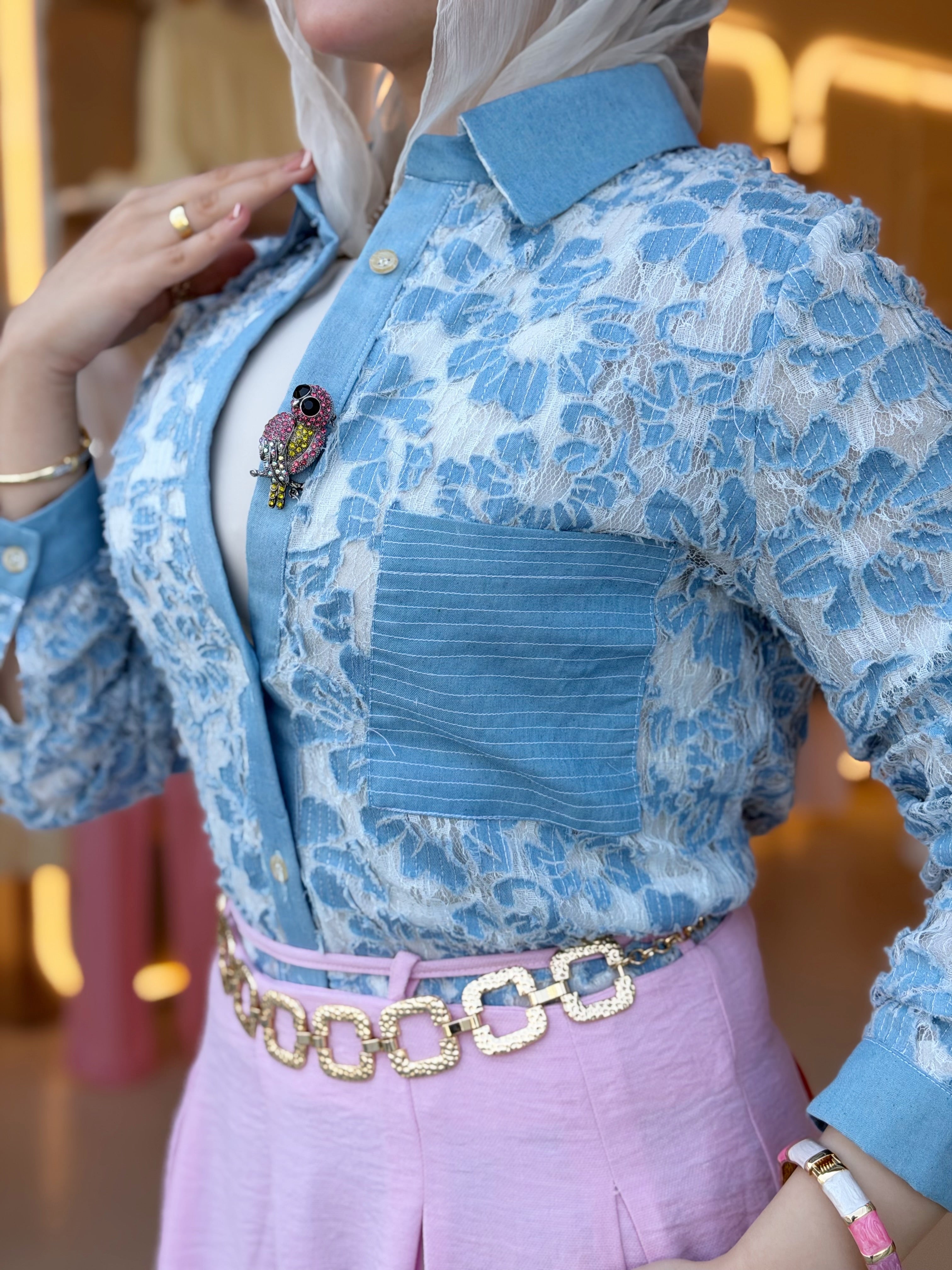 Bloom Stitches Blouse ( Ice )