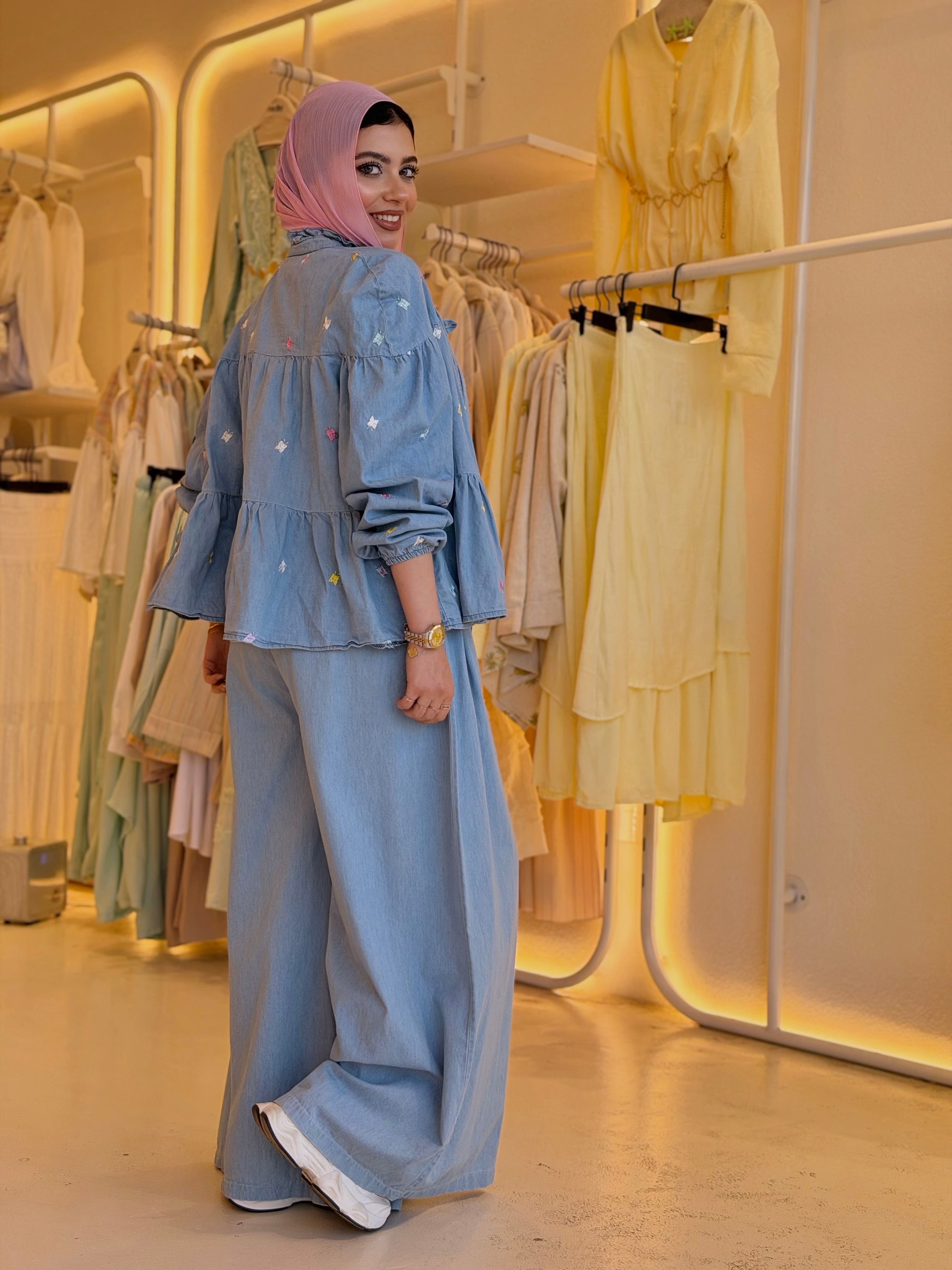 Breezy Denim Pants (Ice)