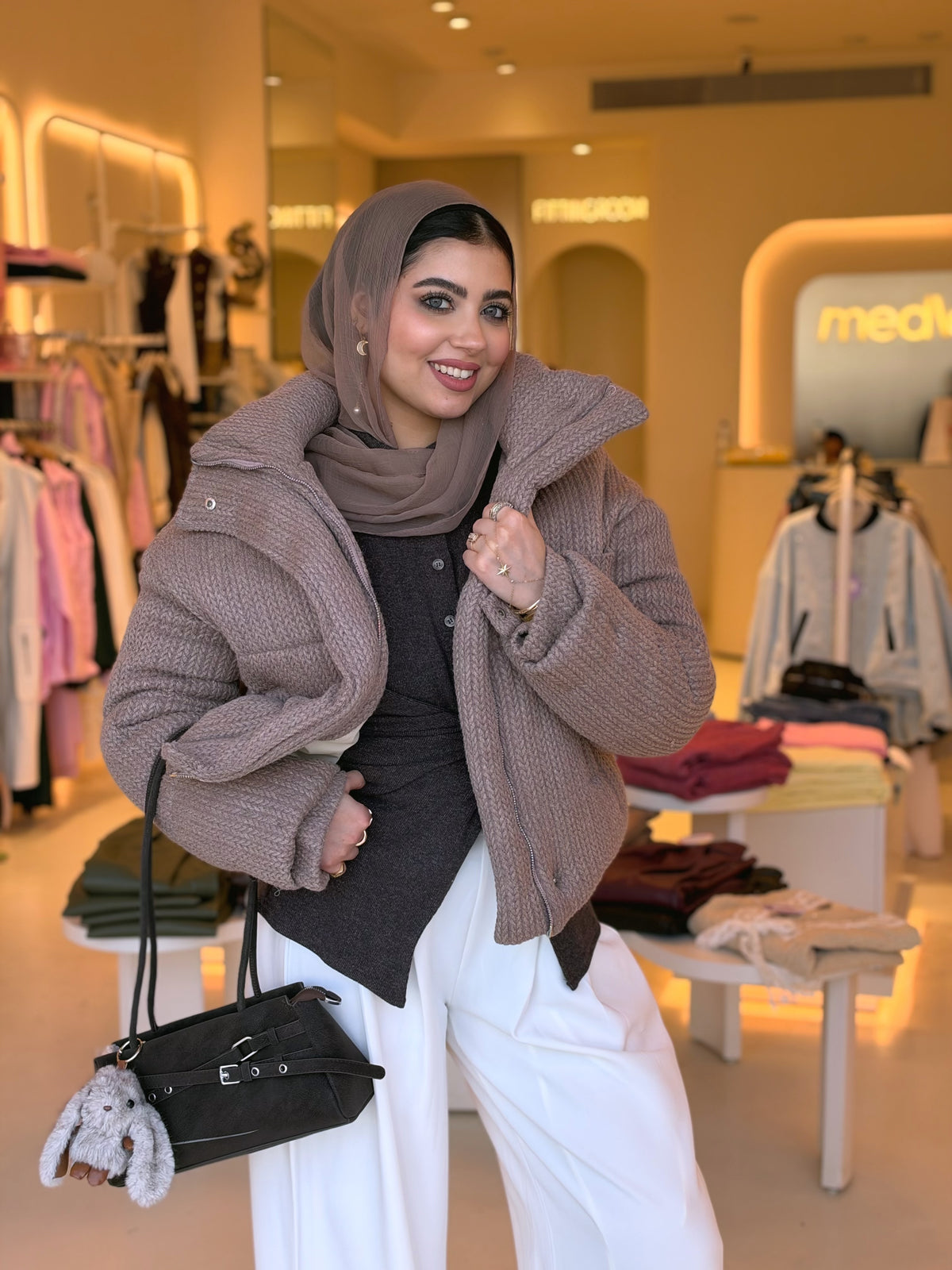 Cloud Puffer Jacket in mocha nude by Medley Fashion, photo 5