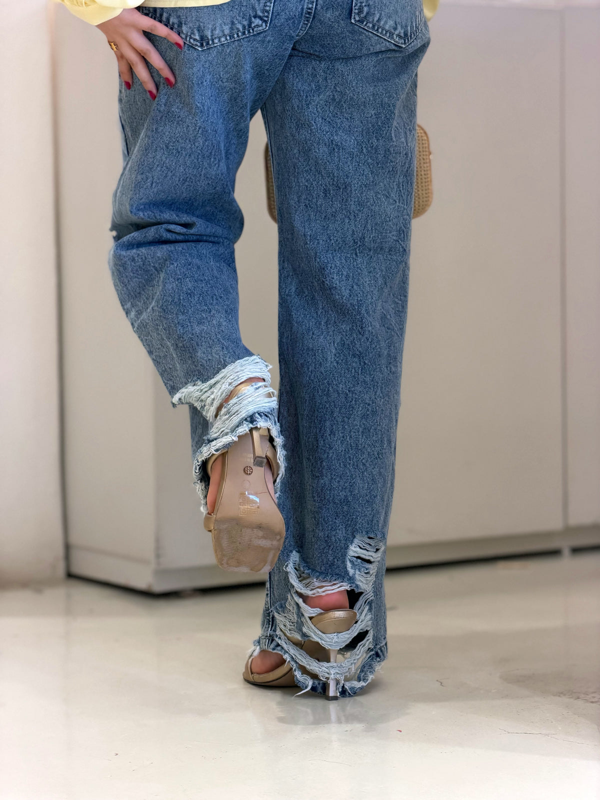 Ripped Wide leg Denim Pants