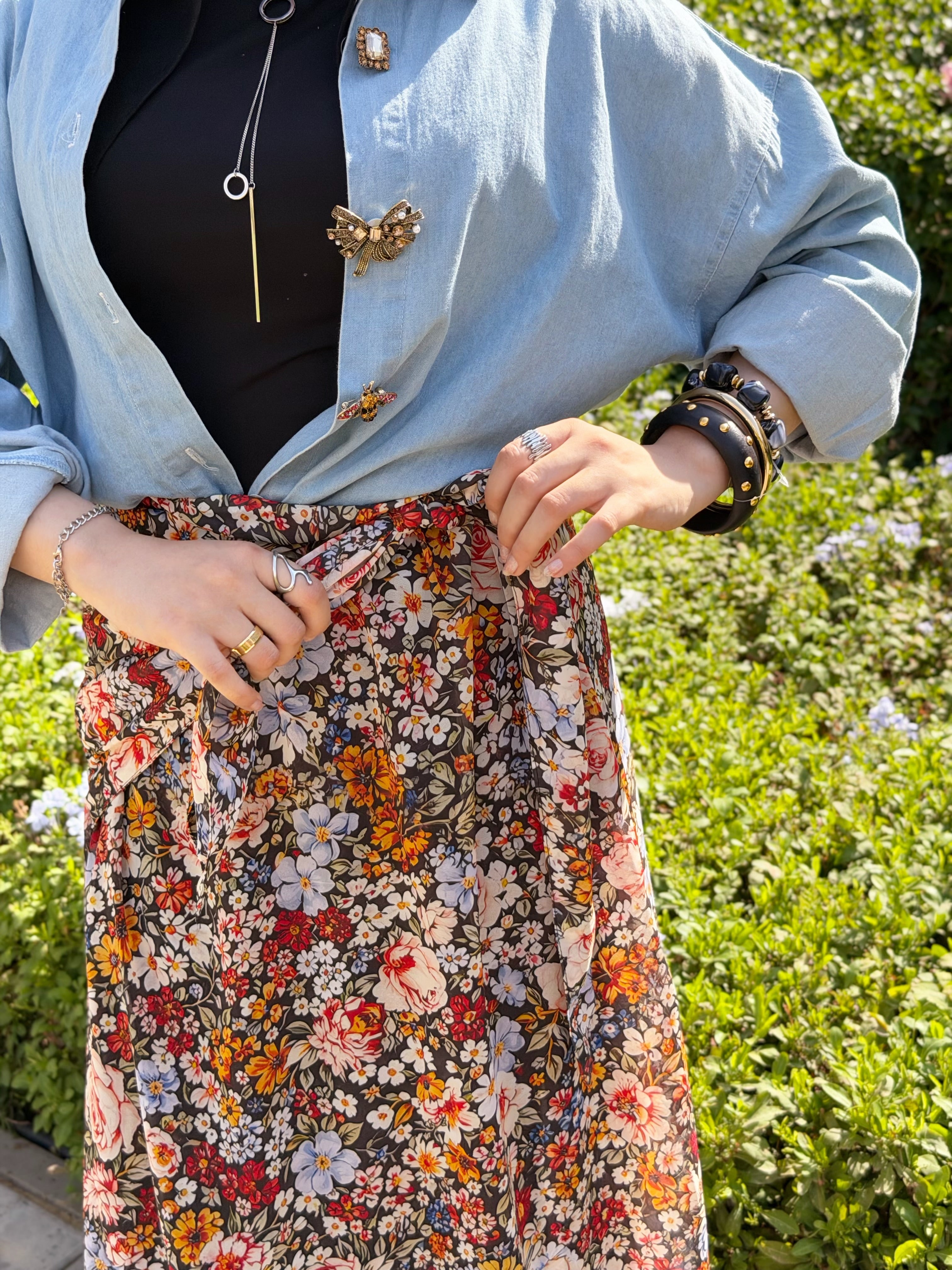 Denim Blossom Look