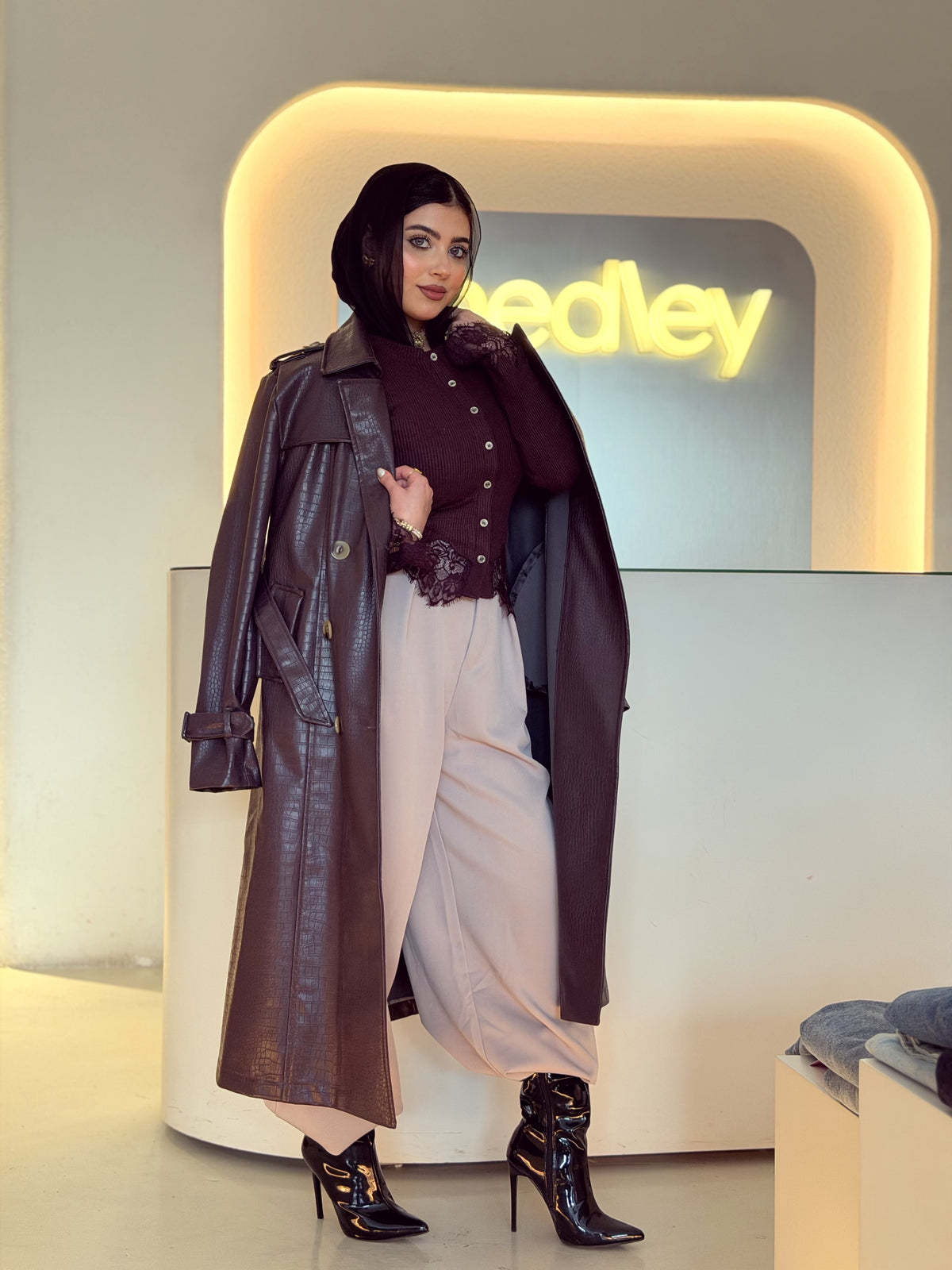 The Royal Crocodile Coat (Dark Purple)