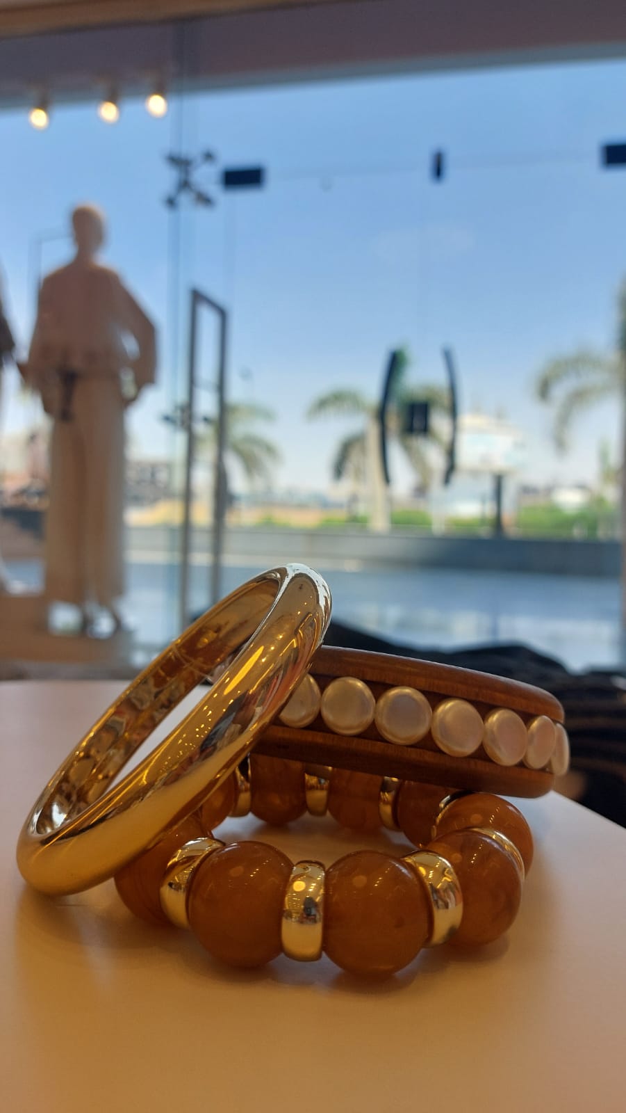 Pearl wood Bangles |3 Pieces