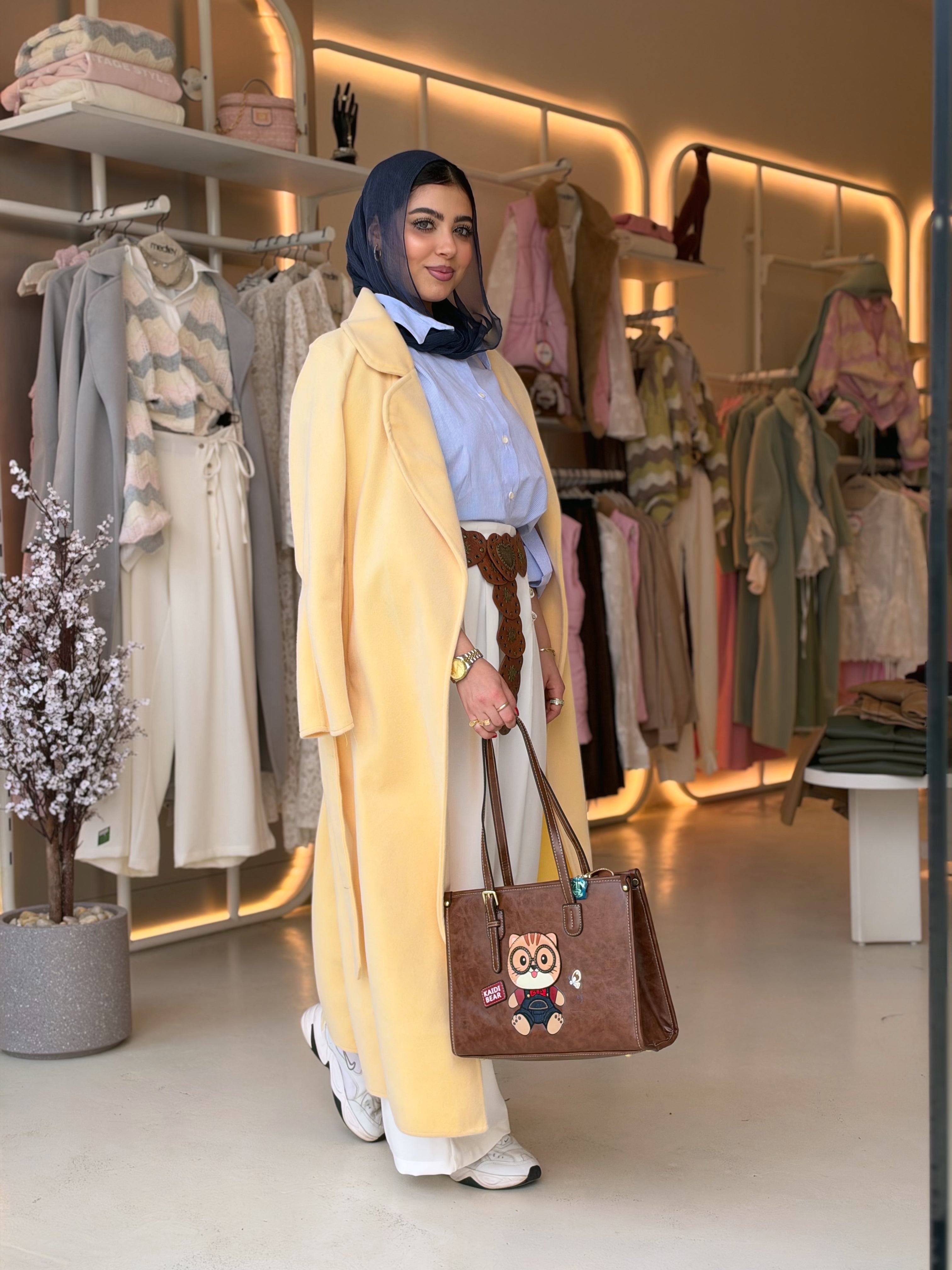 Elegant Wool Long Coat in golden apricot by Medley Fashion, photo 1