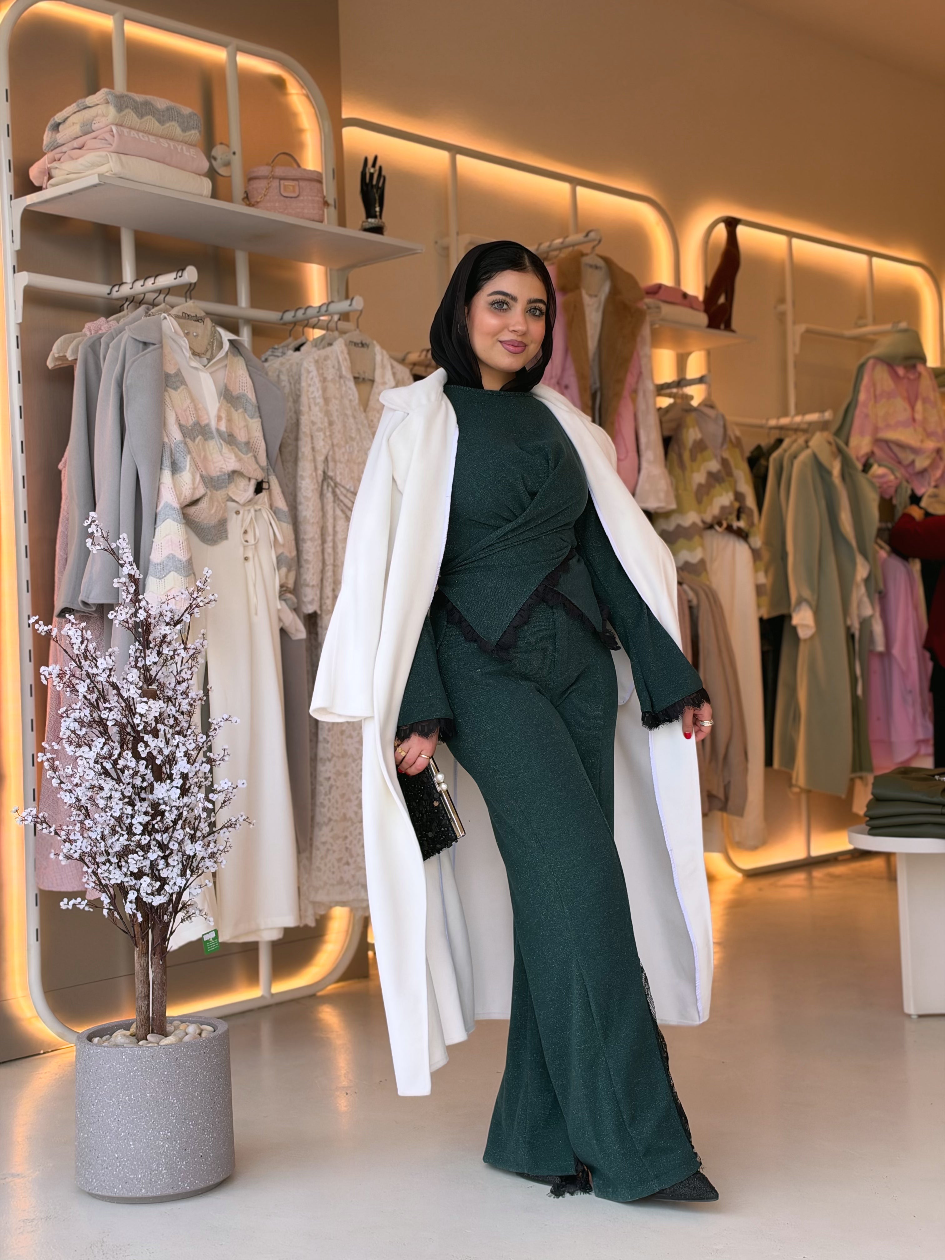 Elegant Wool Long Coat in winter white by Medley Fashion, photo 1