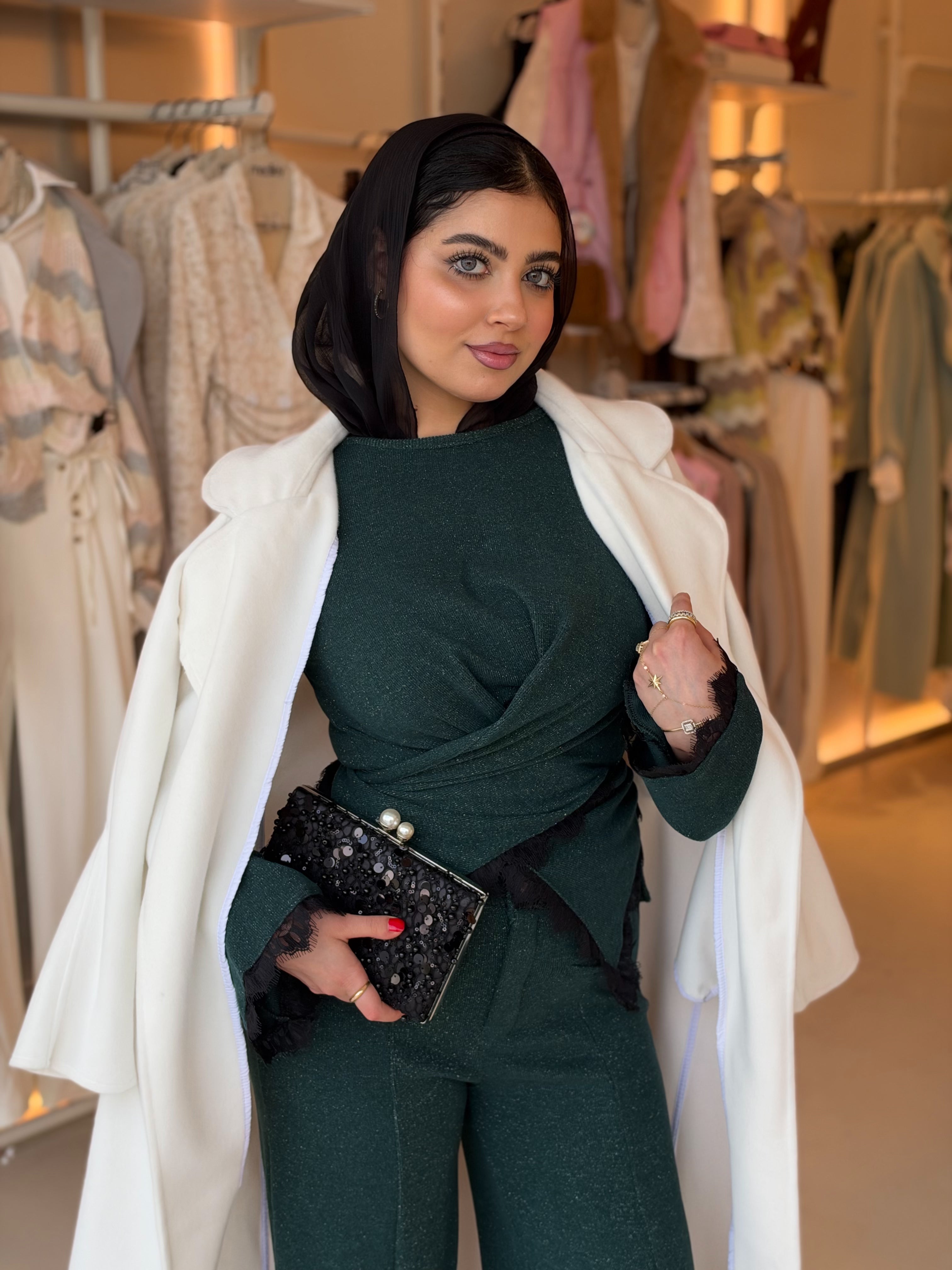 Elegant Wool Long Coat in winter white by Medley Fashion, photo 2