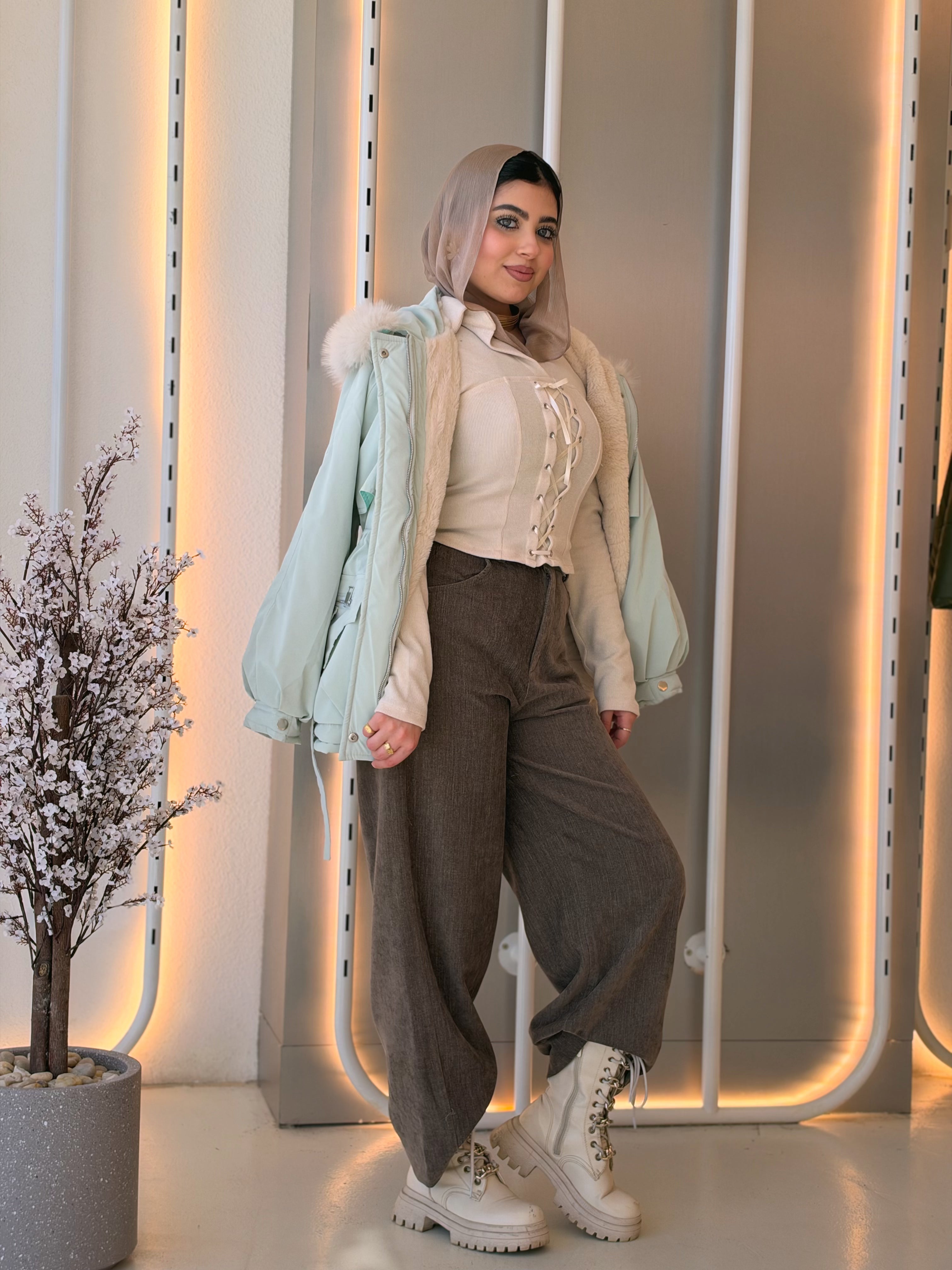 Corduroy Wide-Leg Trousers in mocha by Medley Fashion, photo 4