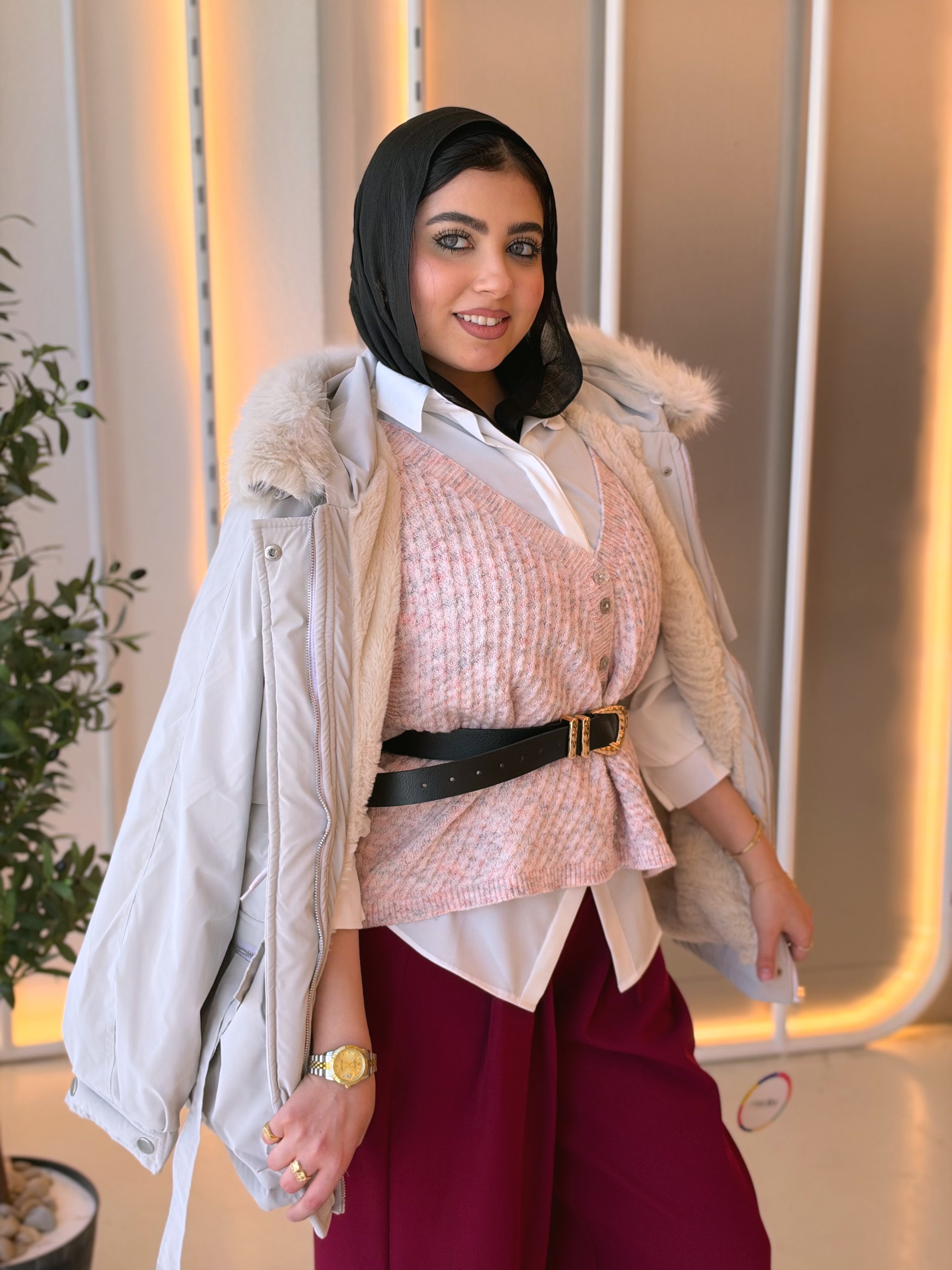 Fur-Hood Waterproof Puffer Jacket in silver grey by Medley Fashion, photo 6
