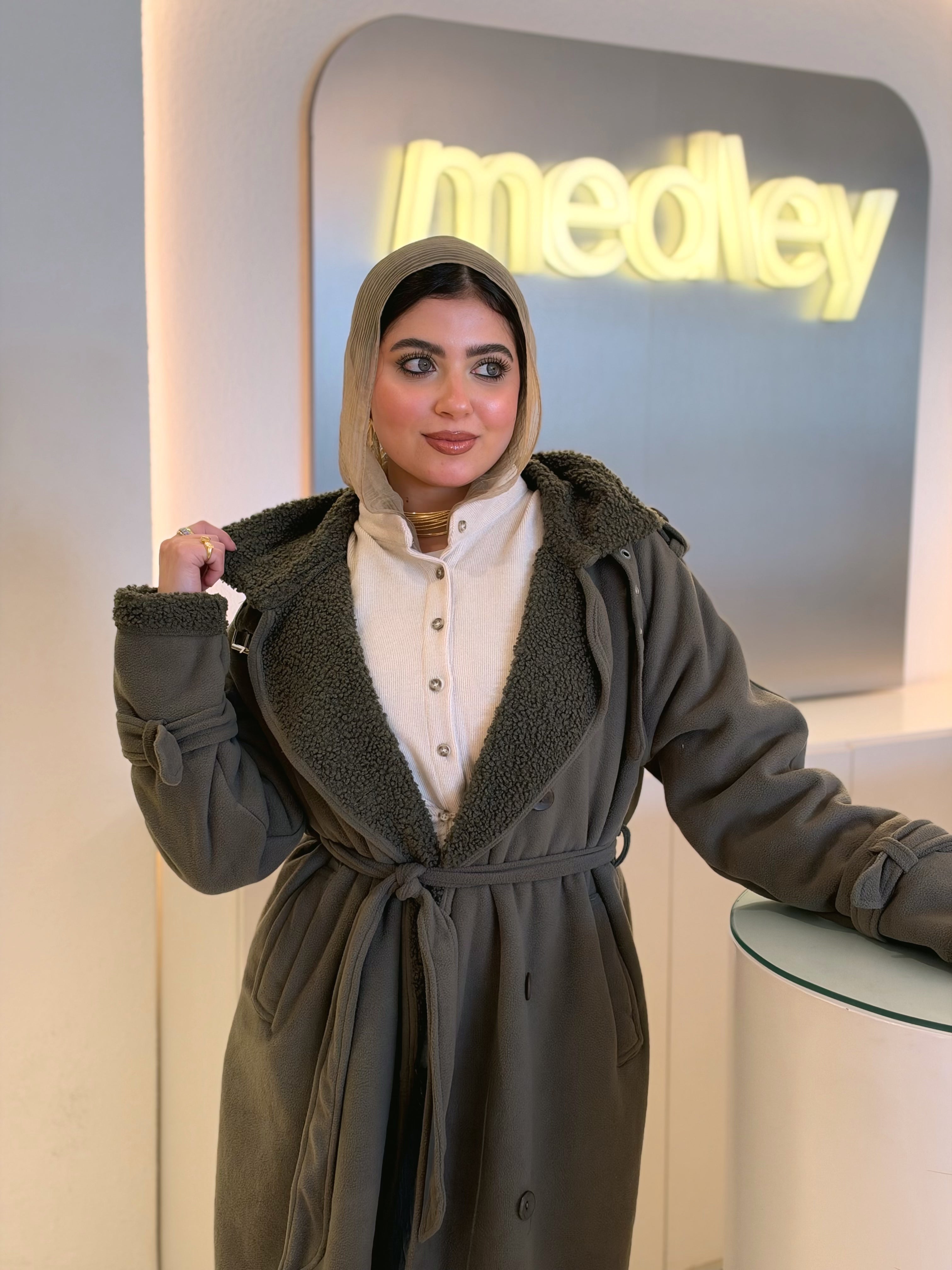 Teddy Long Coat in forest green by Medley Fashion, photo 5
