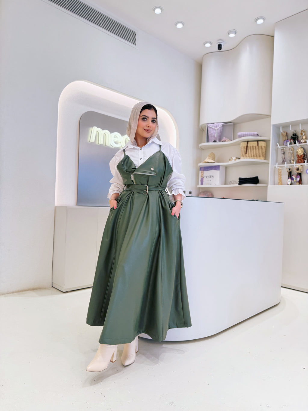 Leather Dress ( Olive )