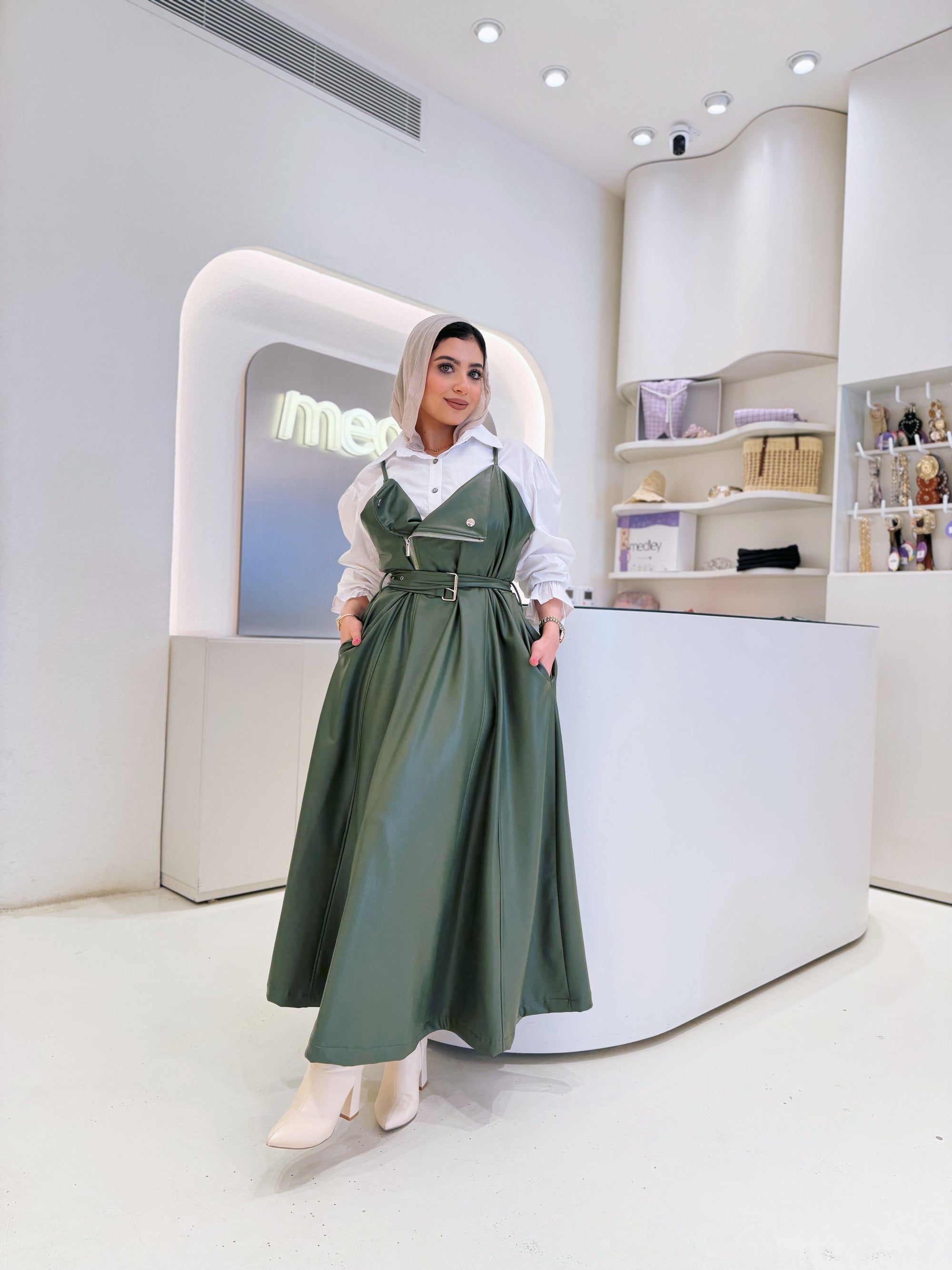 Leather Dress ( Olive )