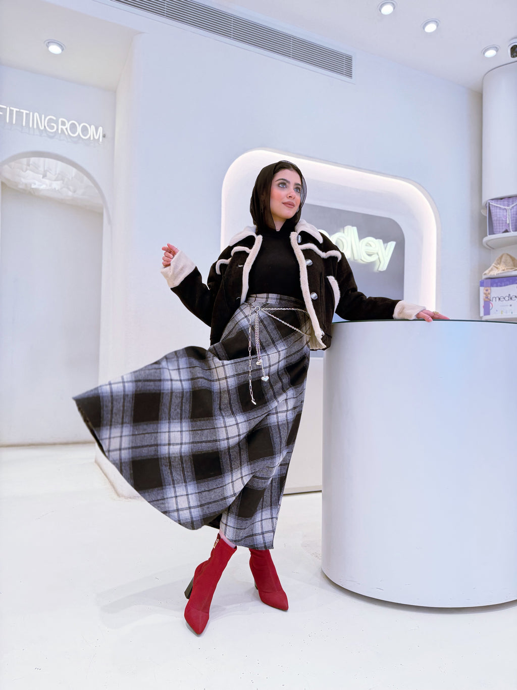 Wool checkered skirt