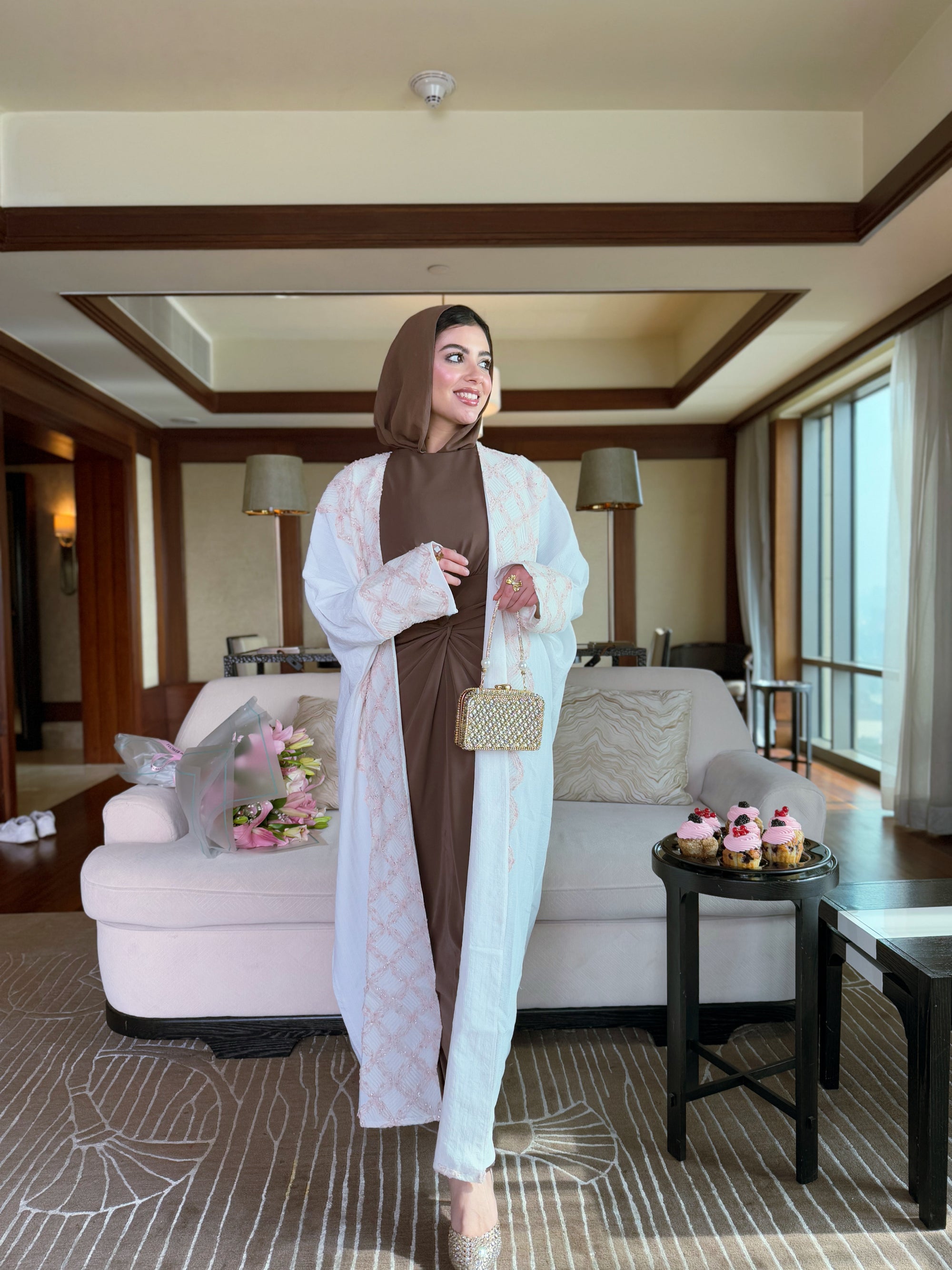 White cashmere Abaya