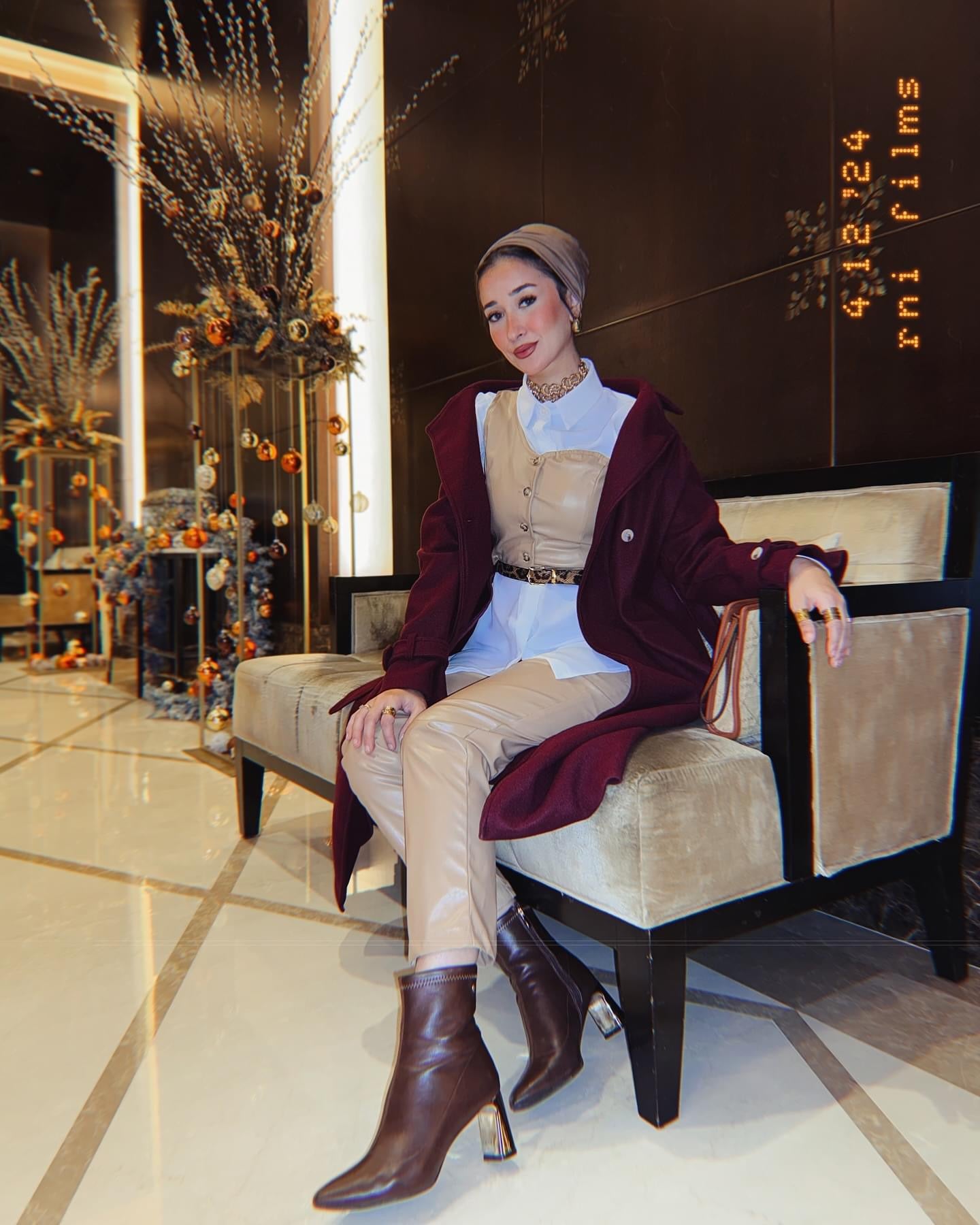 Burgundy wool coat