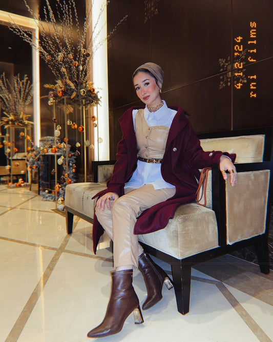 Burgundy wool coat