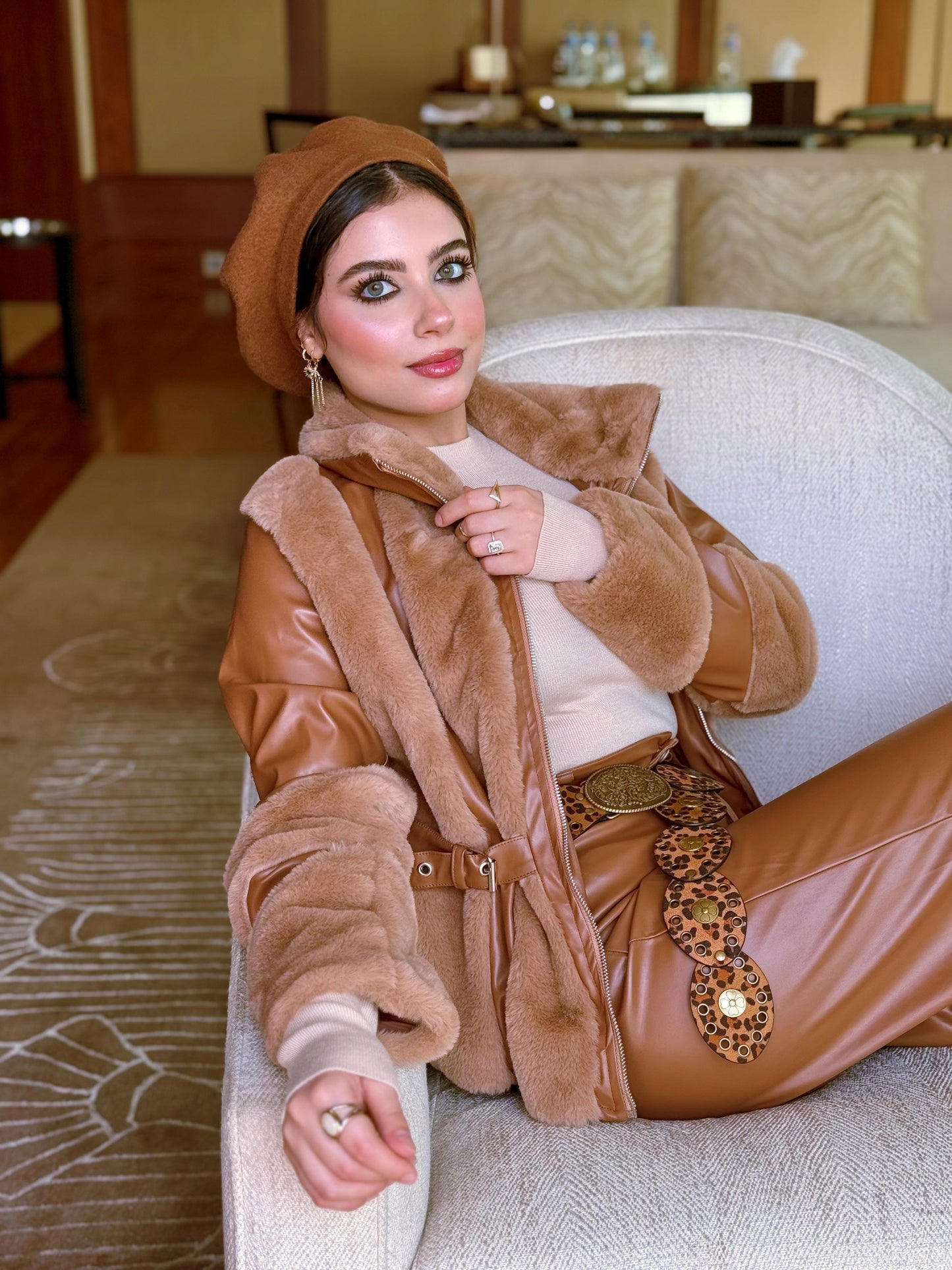 Brown Leathe fur jacket