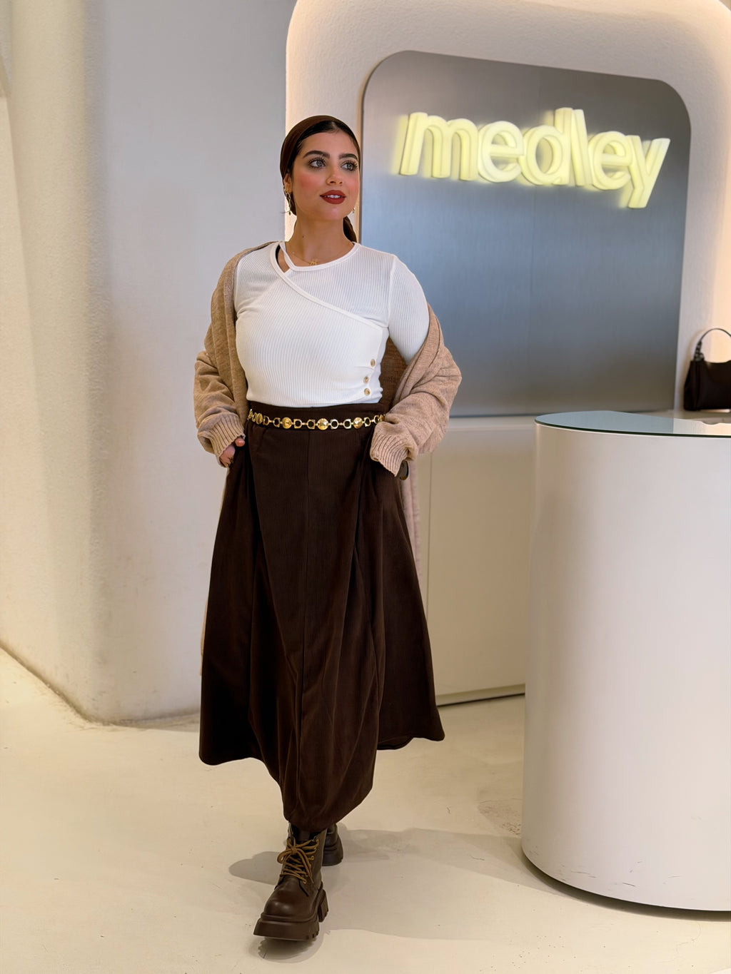 Espresso Suede Flowy Skirt