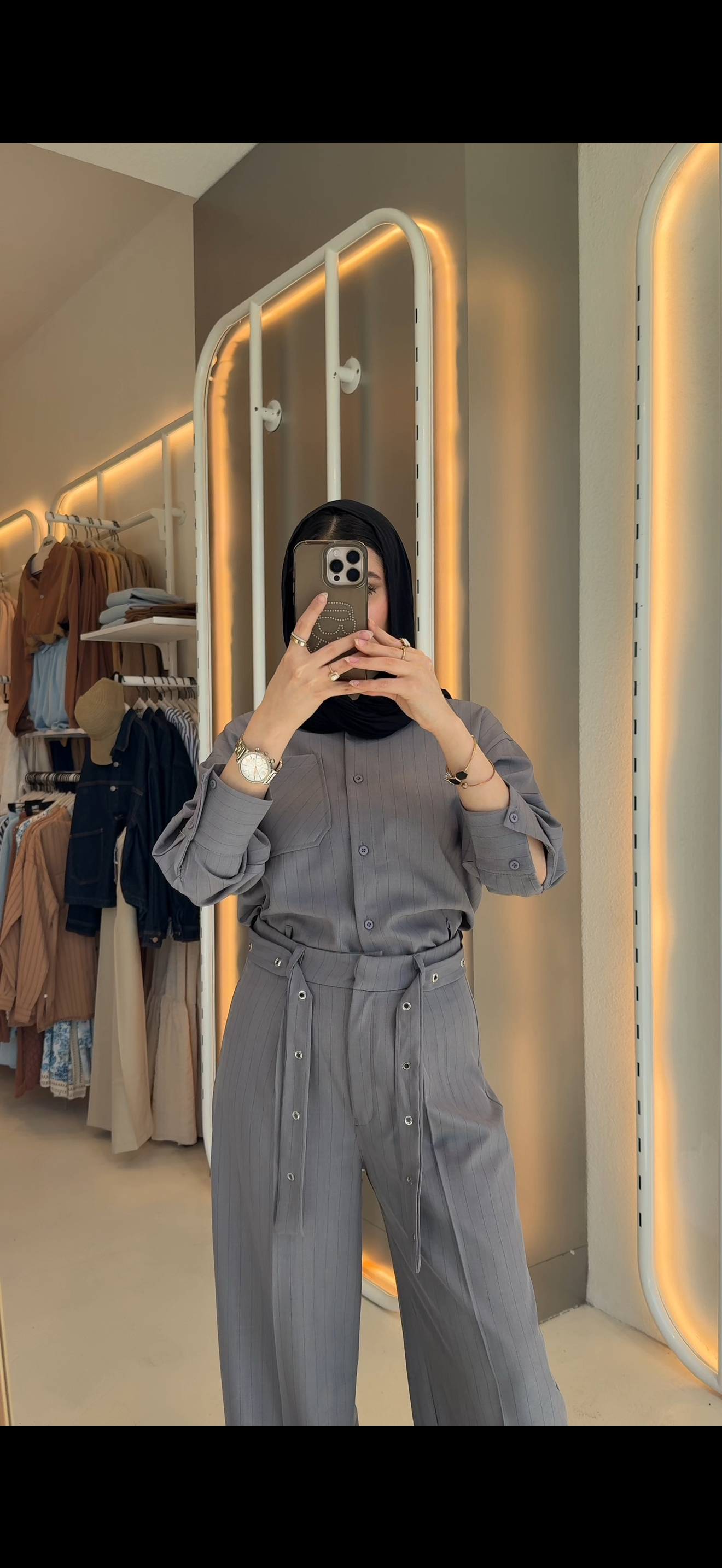 2pcs striped set blouse & pants