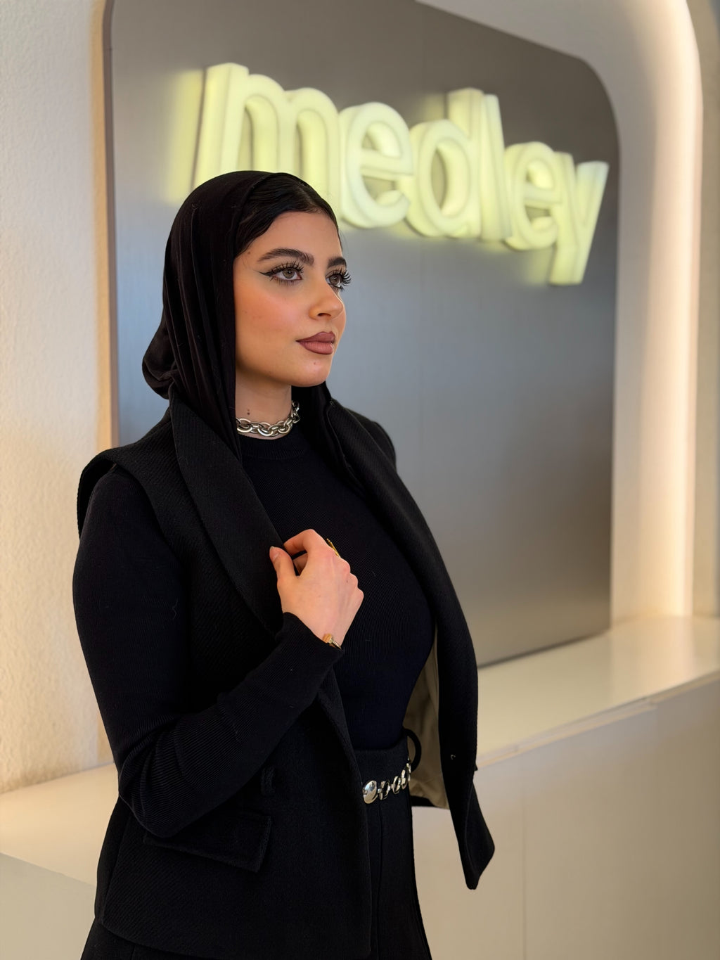 Full Wool Skirt Set With Belt