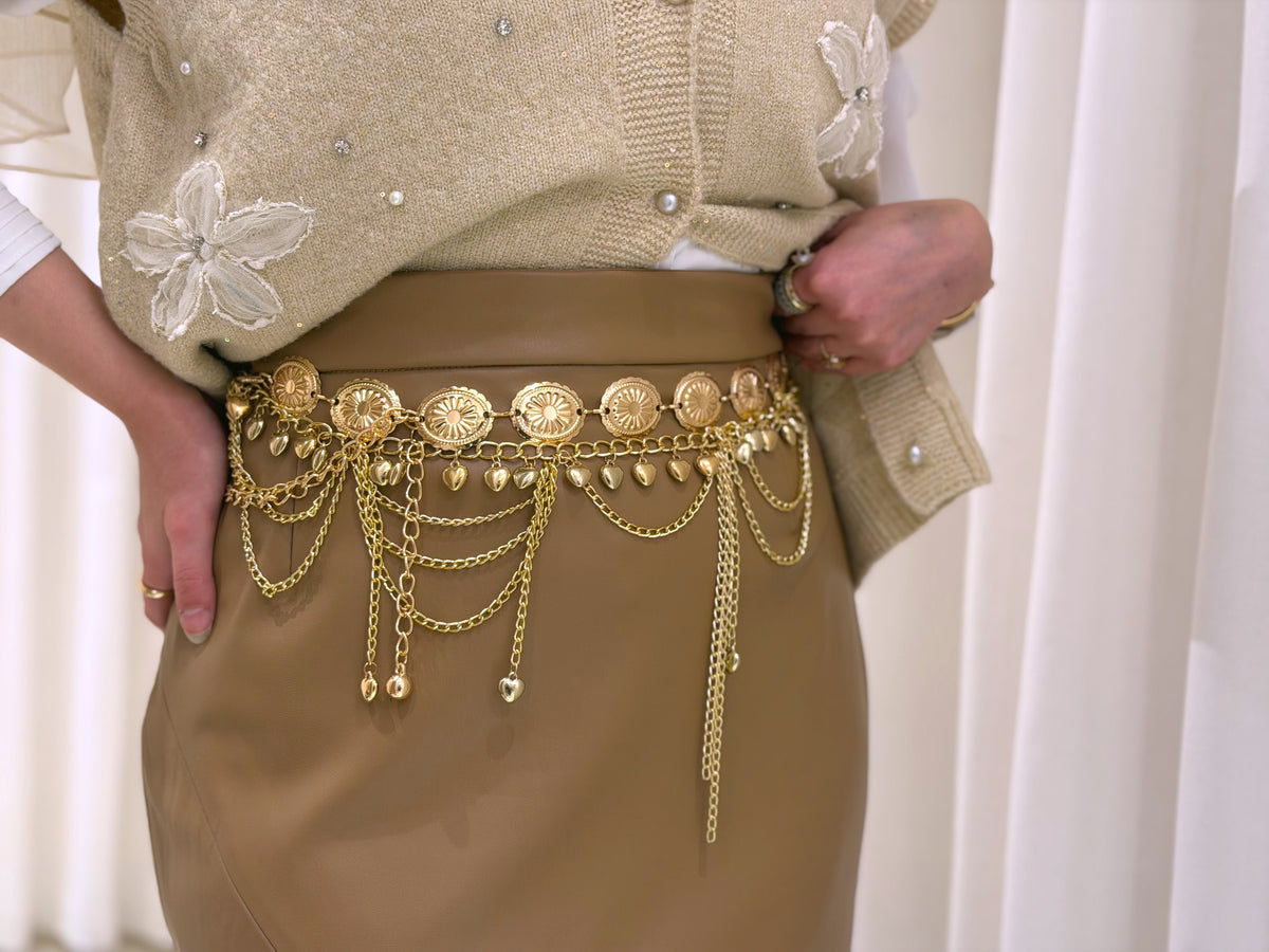 Mermaid Leather Midi Skirt ( Caramel )