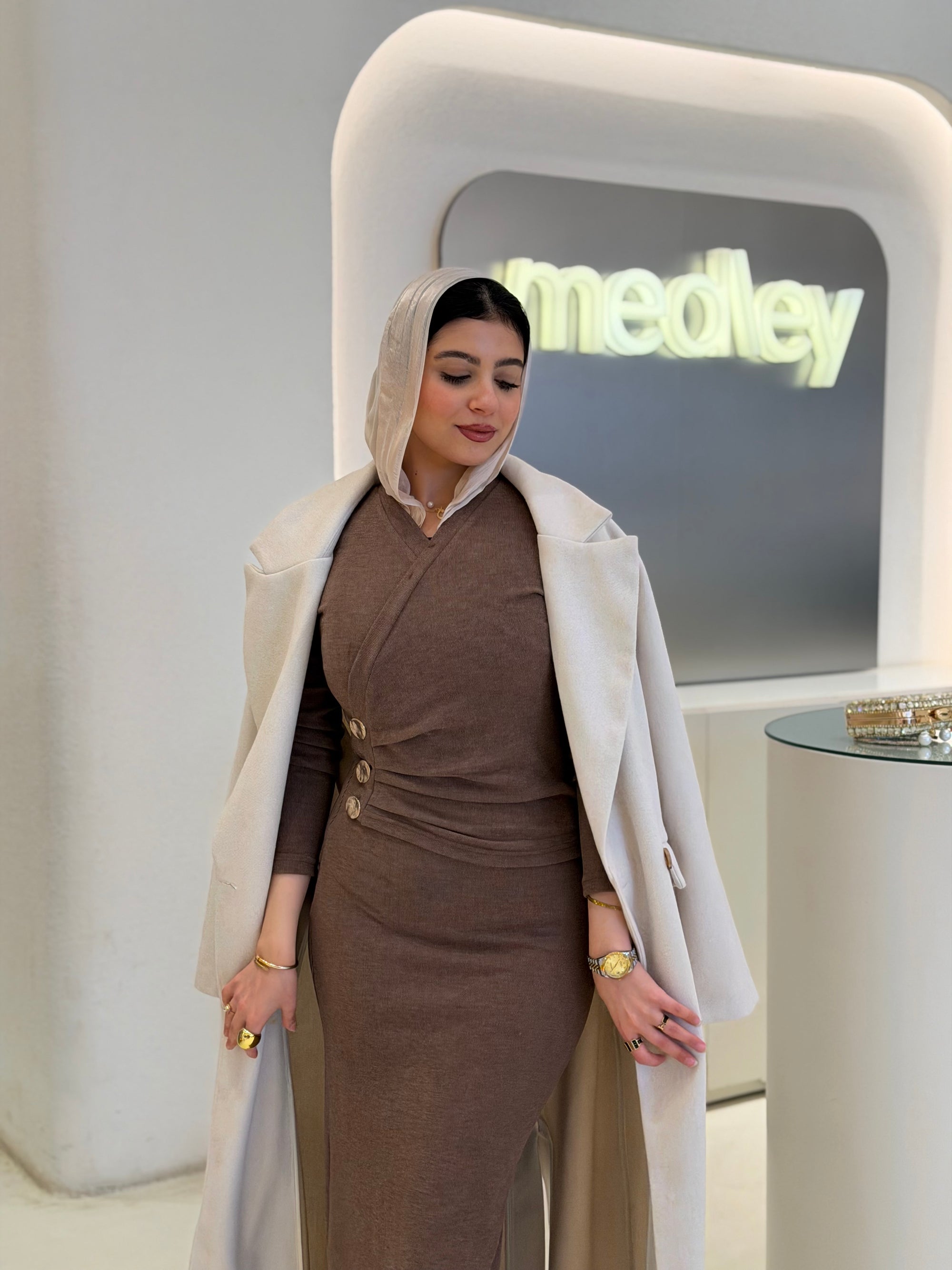 Long slim fit wool coat