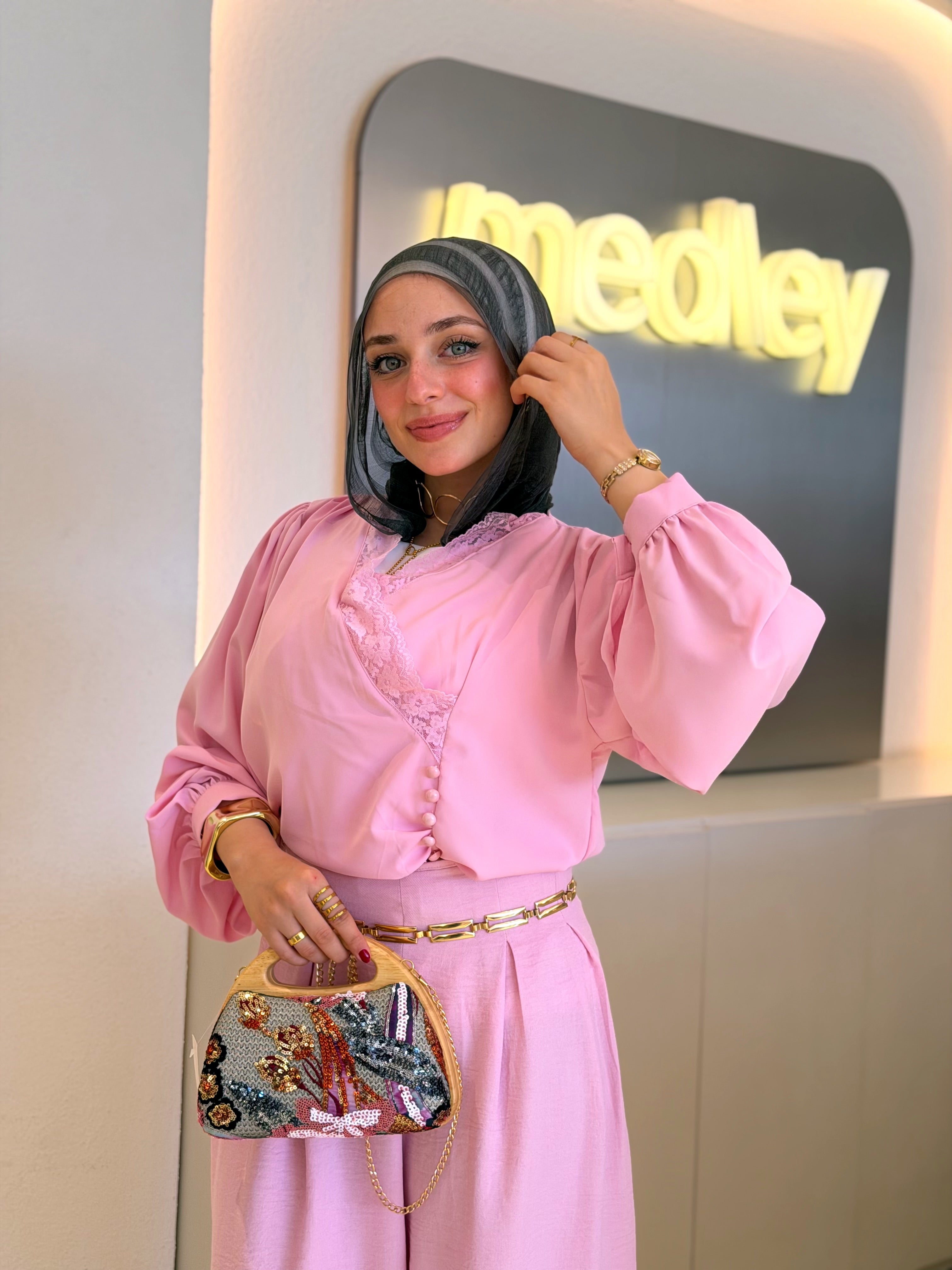 Whisper Lace Blouse (Pink)